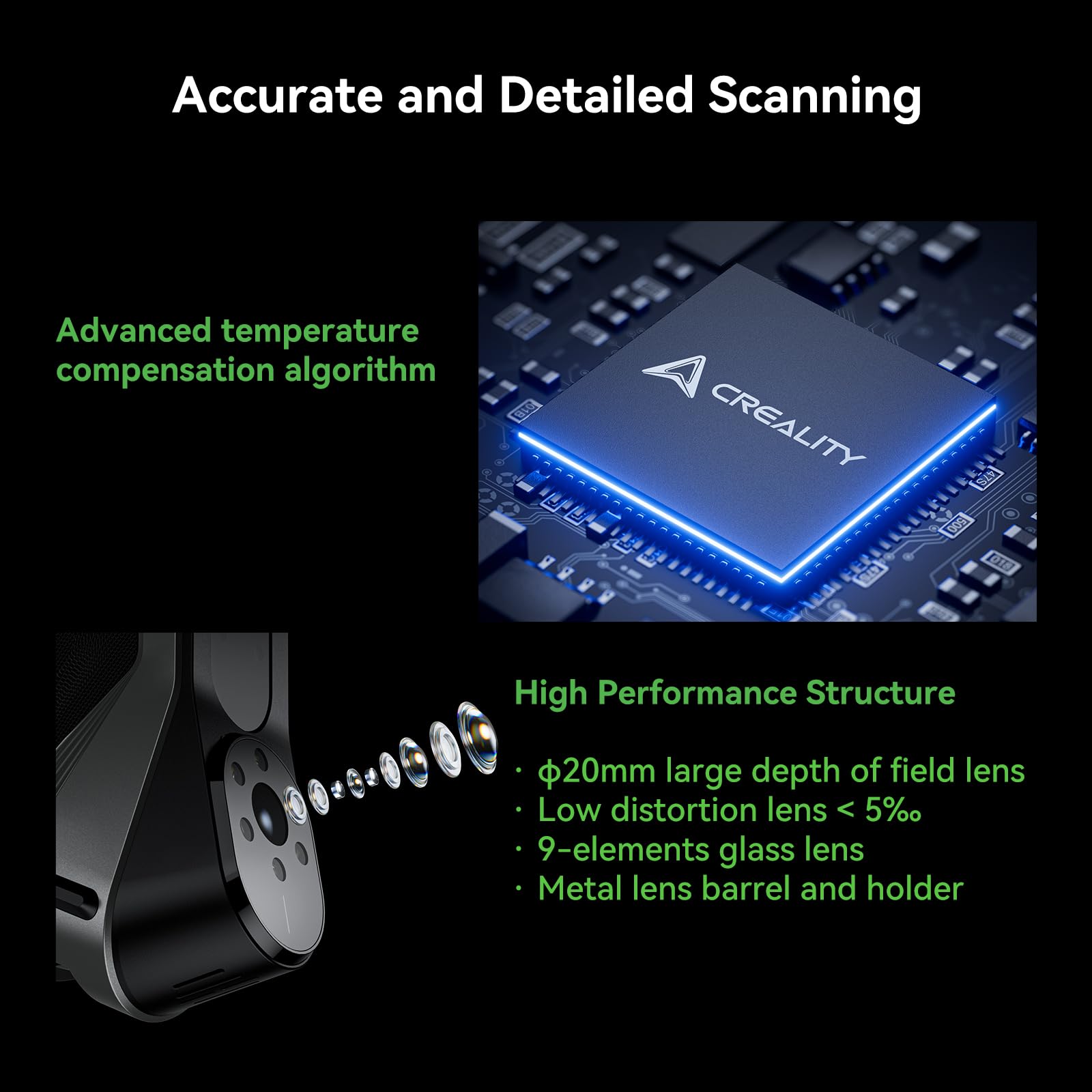 3D Scanner Creality Ferret Pro 0.1mm Accuracy Handheld Scanner with Wireless Scanning Anti-Shake Tracking Fast Full-Color Scan for iOS/Android Phone PC Win 10/11