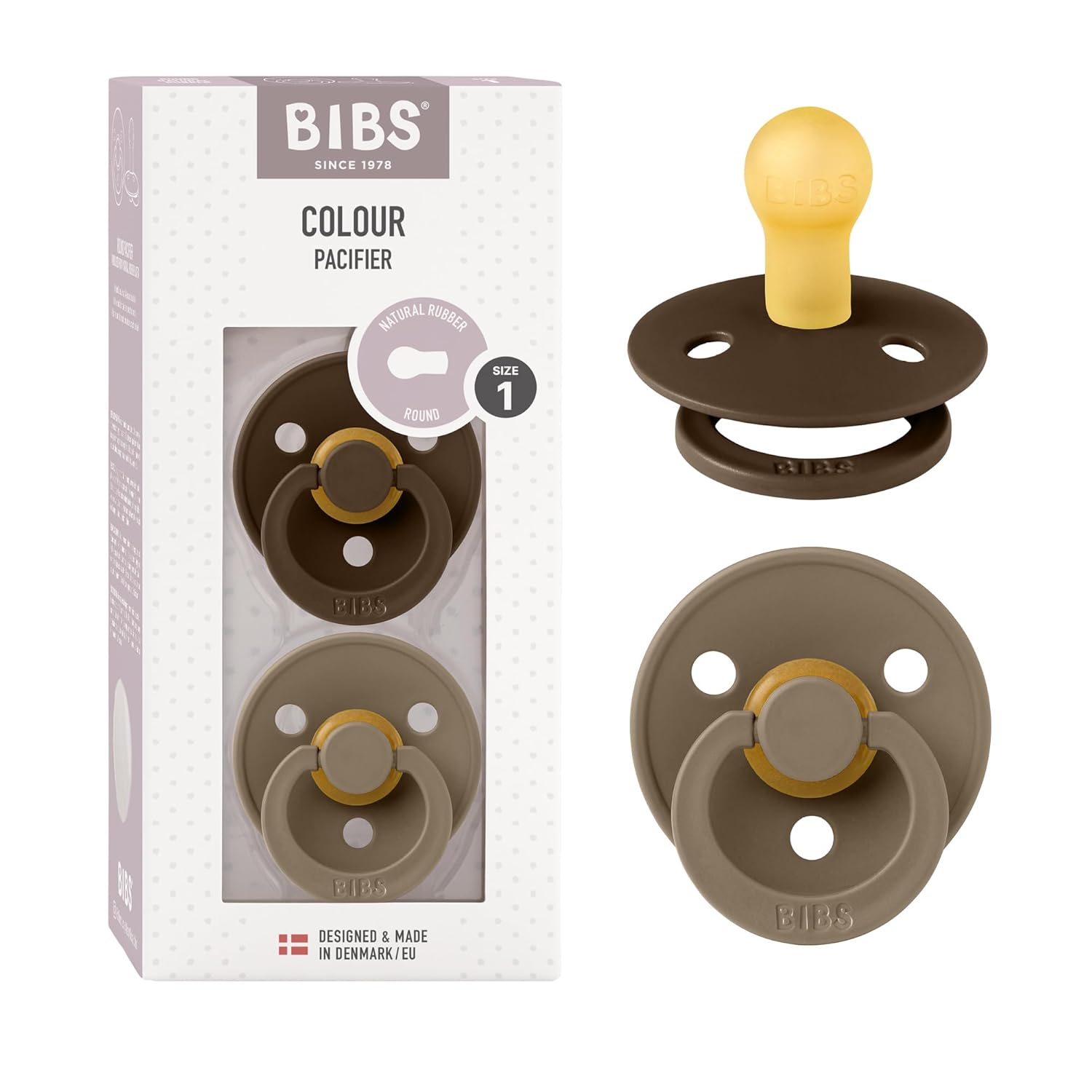 BIBS Colour Schnuller 2er-Pack, BPA-frei, Kirschform Nippel. Naturkautschuk/Latex, Hergestellt in Dänemark. Größe 1 | 0+ Monate | 2-Pack, Ivory/Sage