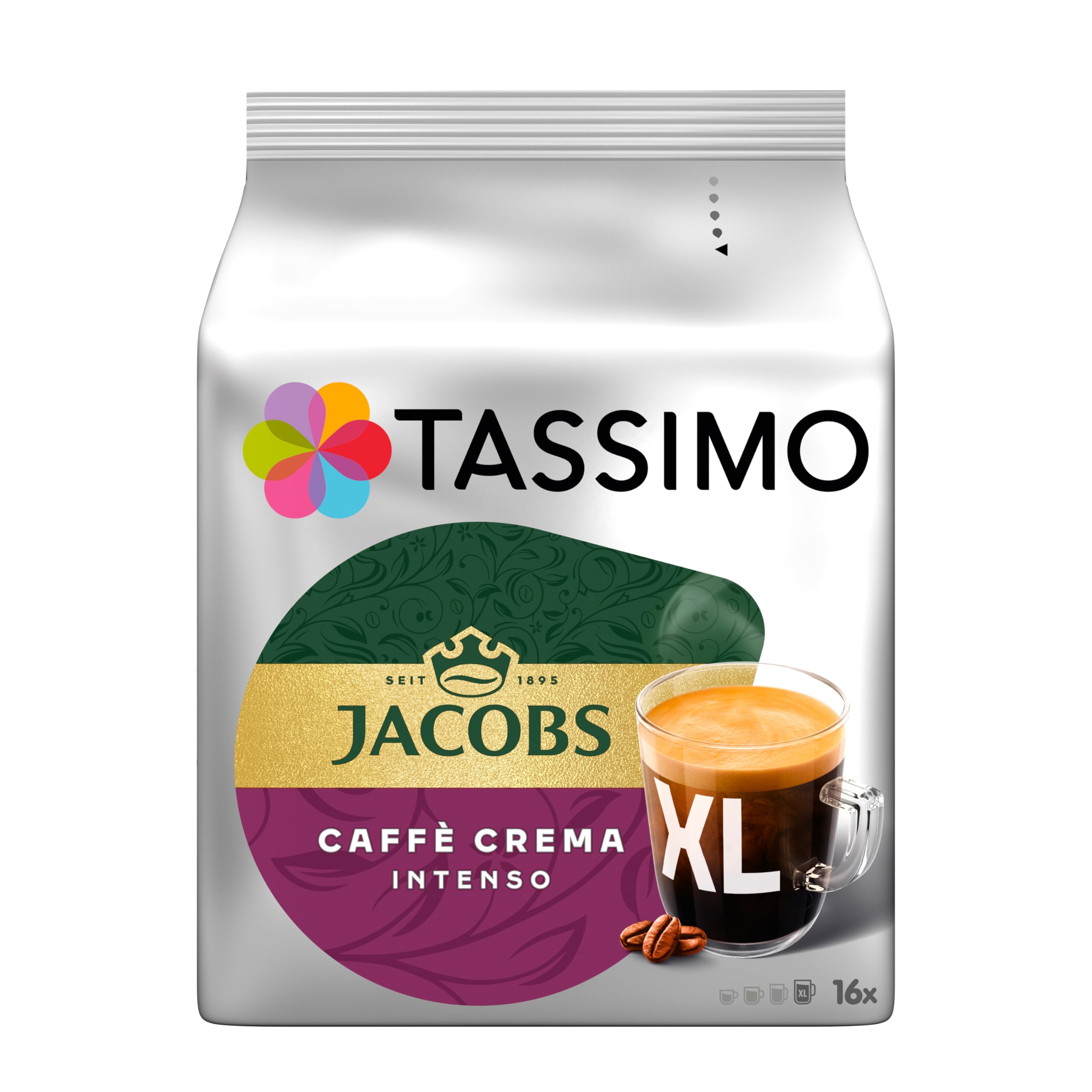 Tassimo Kapseln Jacobs Caffè Crema Classico XL, 5 x 16 Pads, 80 Kaffeekapseln