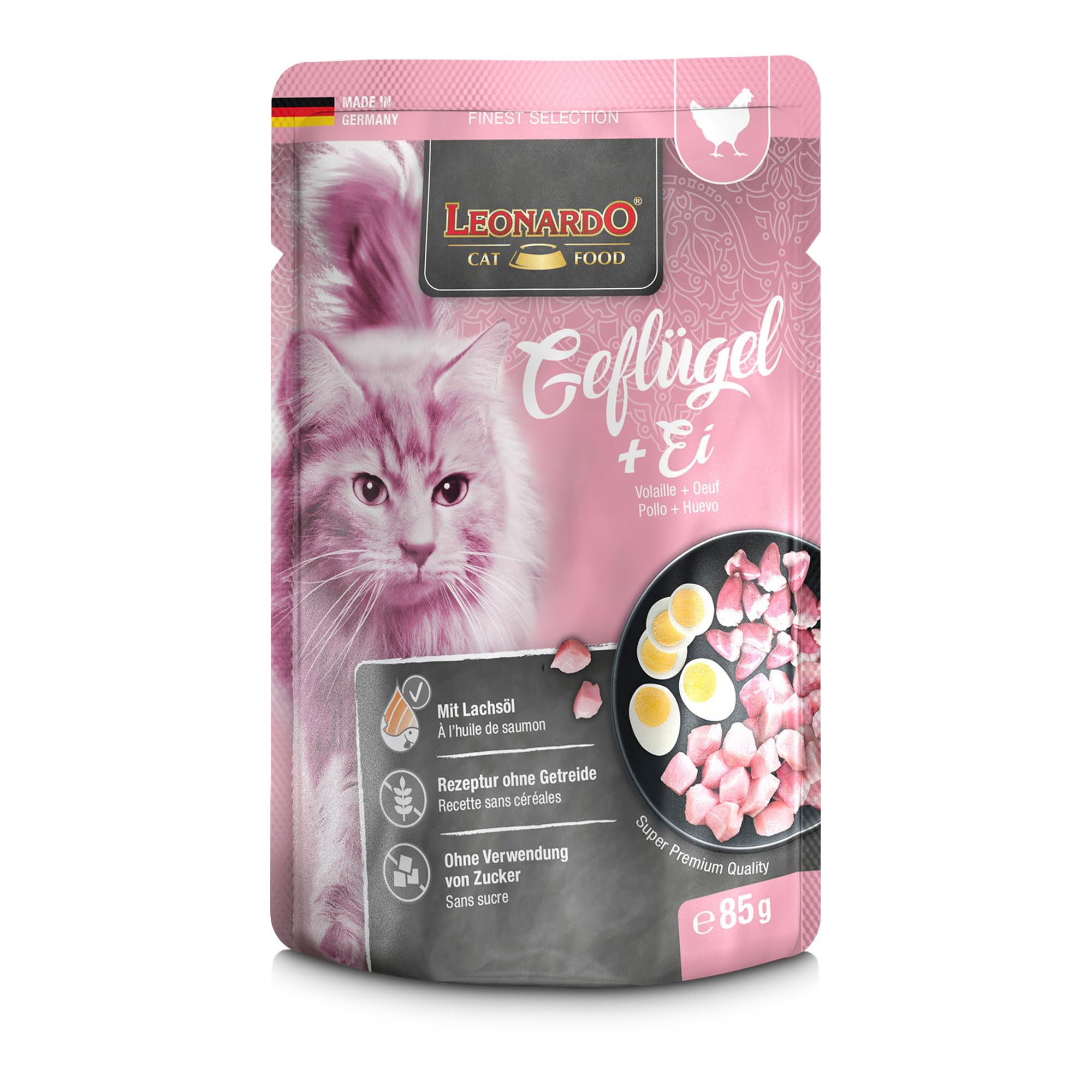 LEONARDO Frischebeutel [16x85g Kaninchen + Cranberries] | Getreidefreies Nassfutter für Katzen | Feuchtfutter Alleinfutter im Einzelportionsbeutel