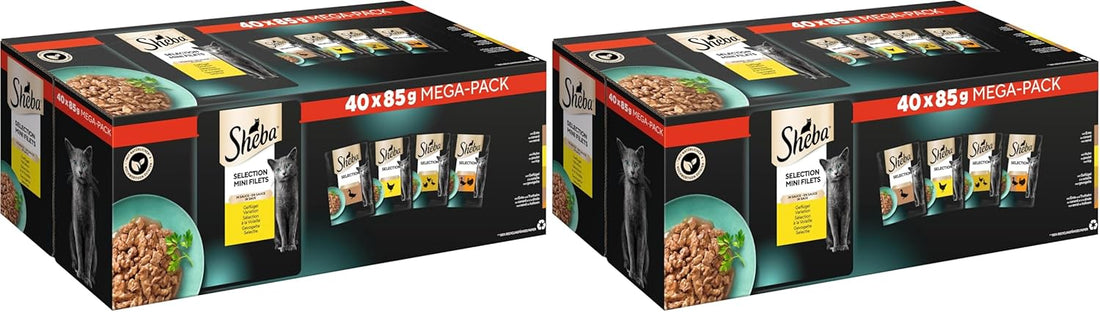 SHEBA Adult Katzenfutter nass - 40x85g Portionsbeutel - Geflügel Variation in Sauce - Nassfutter für Katzen - 1 Großpackung