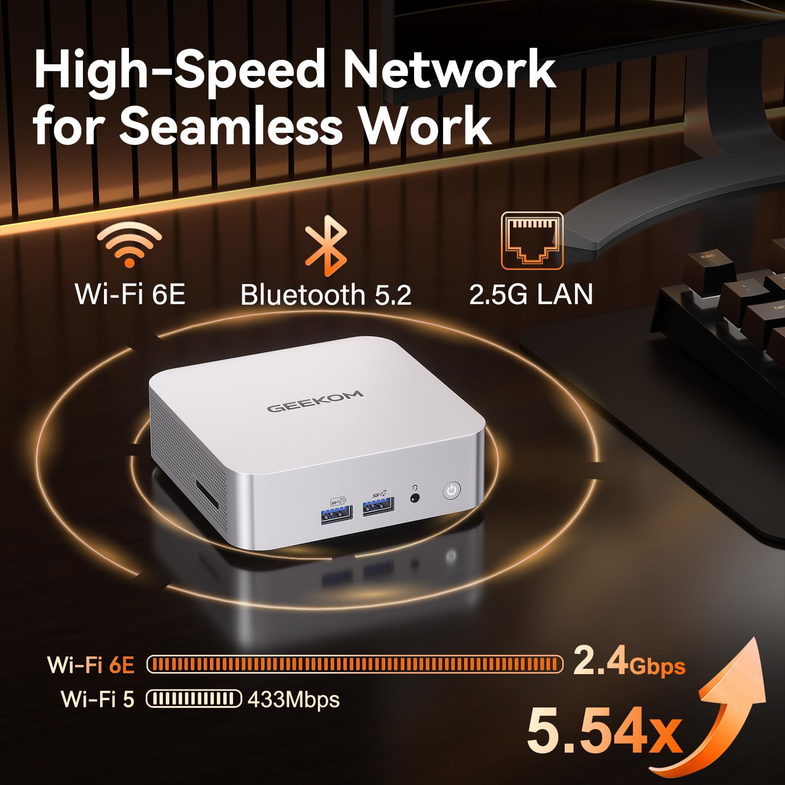 GEEKOM Air12 Mini PC for Business & WFH (2026), Intel 7505 (Up to 3.5GHz), 8GB RAM (Dual-Slot Upgradeable), 256GB M.2 SSD, 8K & Triple 4K Display, 3-Year Warranty, Windows 11 Pro Desktop Computer