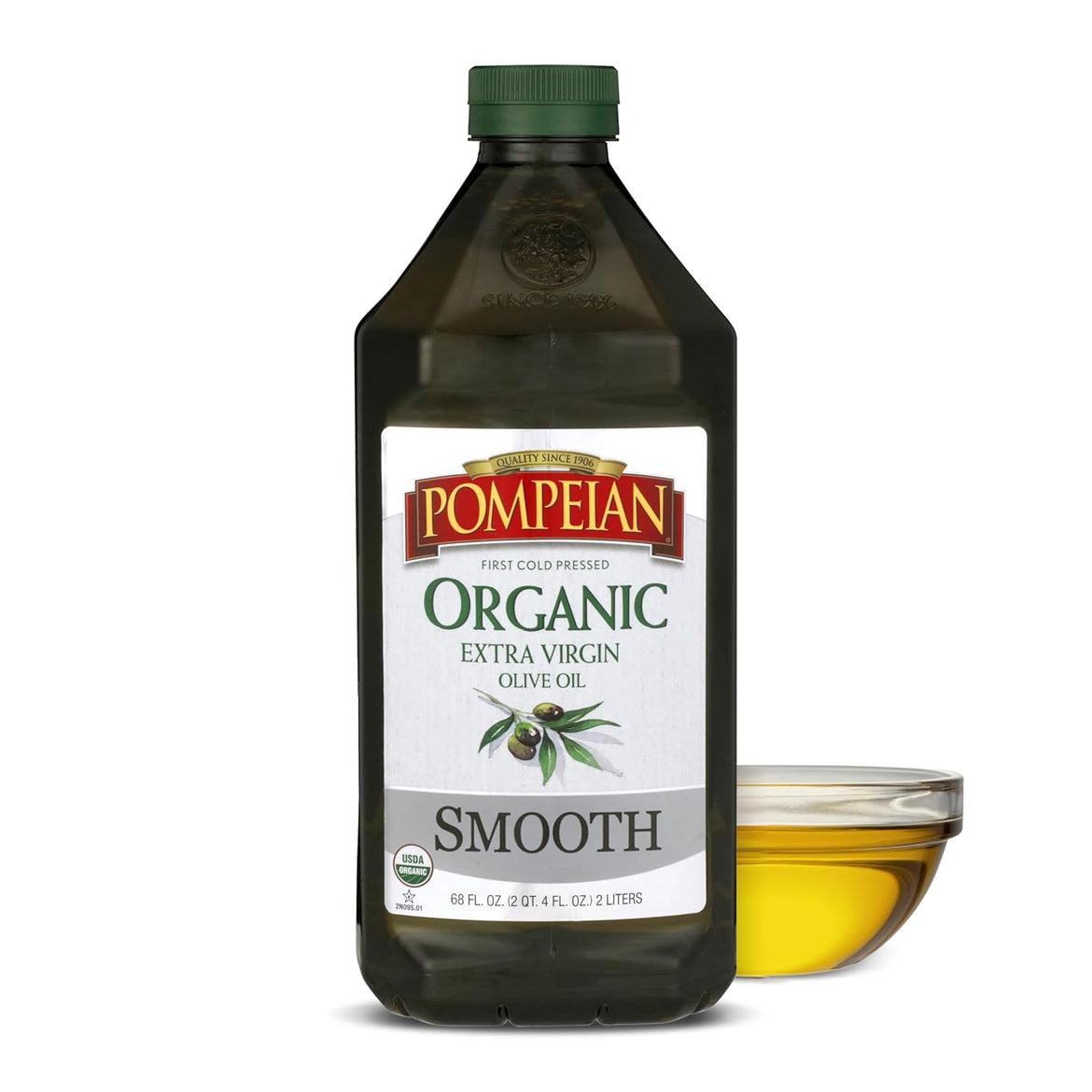 Pompeian Smooth Extra Virgin Olive Oil, Contains Polyphenols, First Cold Pressed, 68 Fl Oz