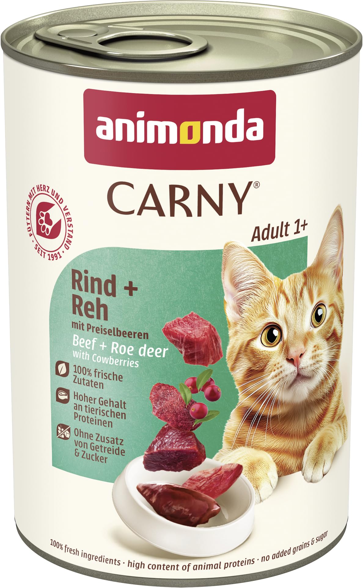 animonda Carny Adult Huhn + Lachs (6 x 400 g), Katzennassfutter für ausgewachsene Katzen, Nassfutter mit 100 % frischen, fleischlichen Zutaten, Katzenfutter ohne Getreide und Zucker