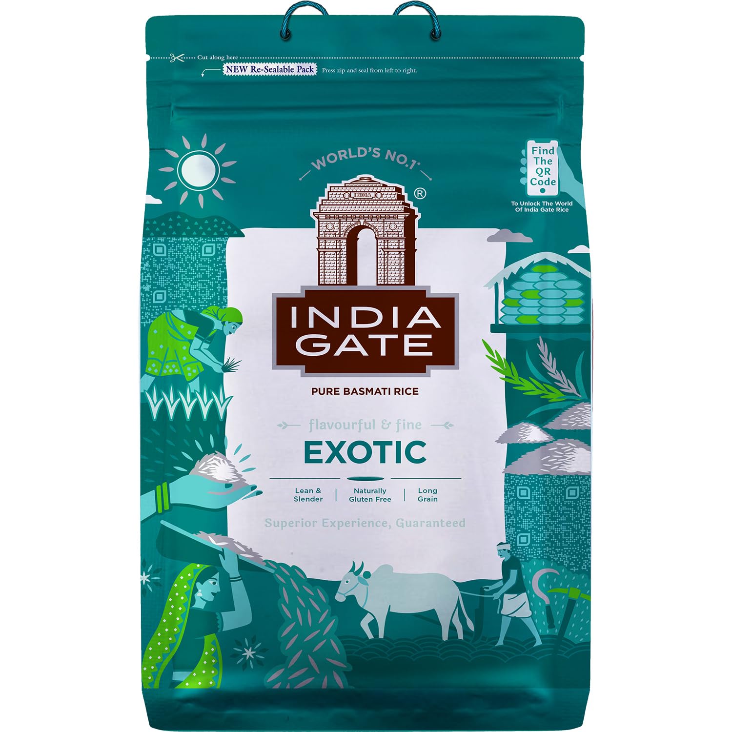 INDIA GATE Premium Basmati Reis – Feiner, aromatischer Langkornreis aus Indien, feines Langkorn (1 x 5 kg)