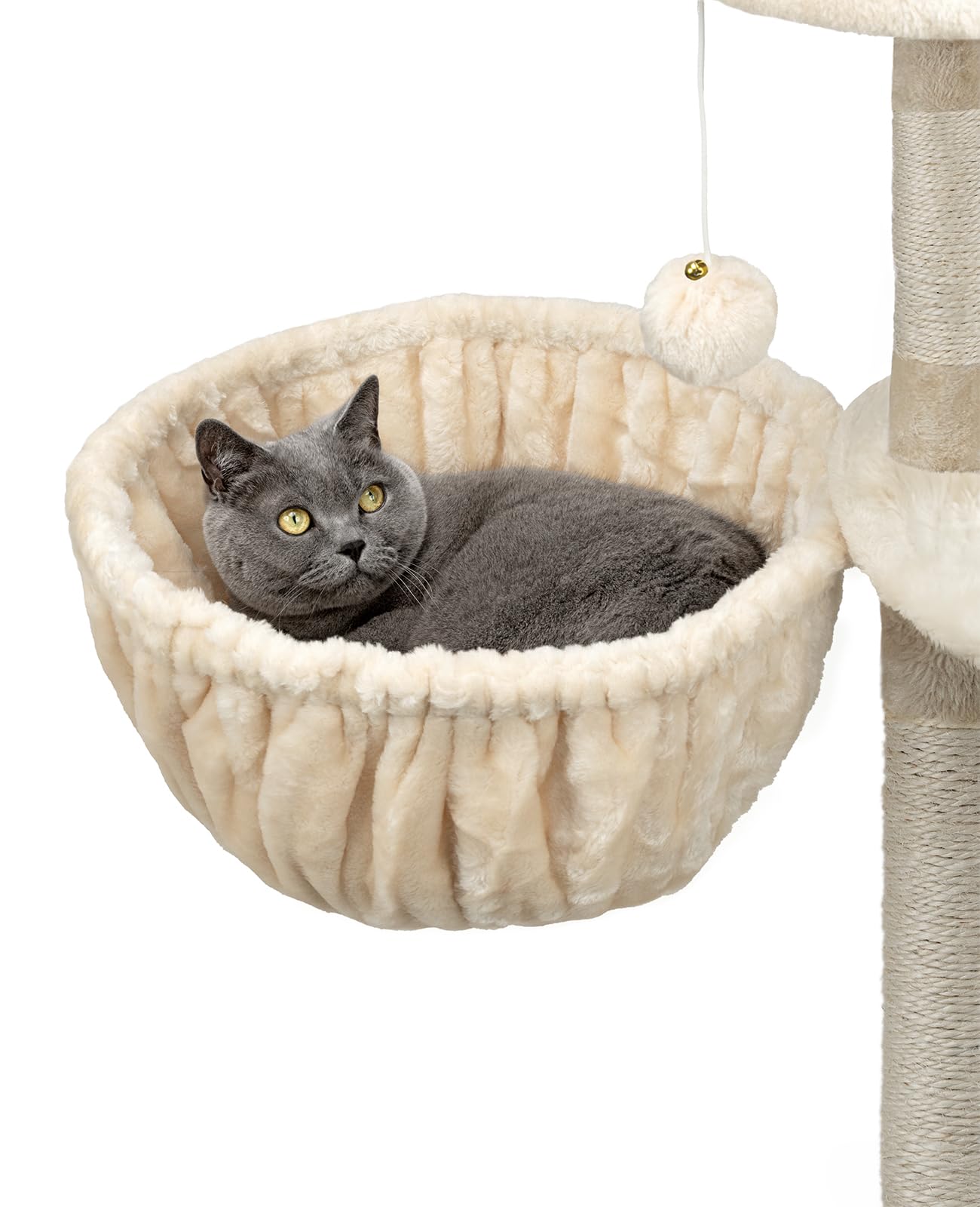 lionto Liegemulde aus weichem Plüsch für Kratzbaum, Ø 40 cm, 25 cm Tiefe, kuschelige Schlafmulde für jeden Katzenbaum mit M8-Gewinde, Stabiler Metallrahmen für kleine und große Katzen, dunkelgrau