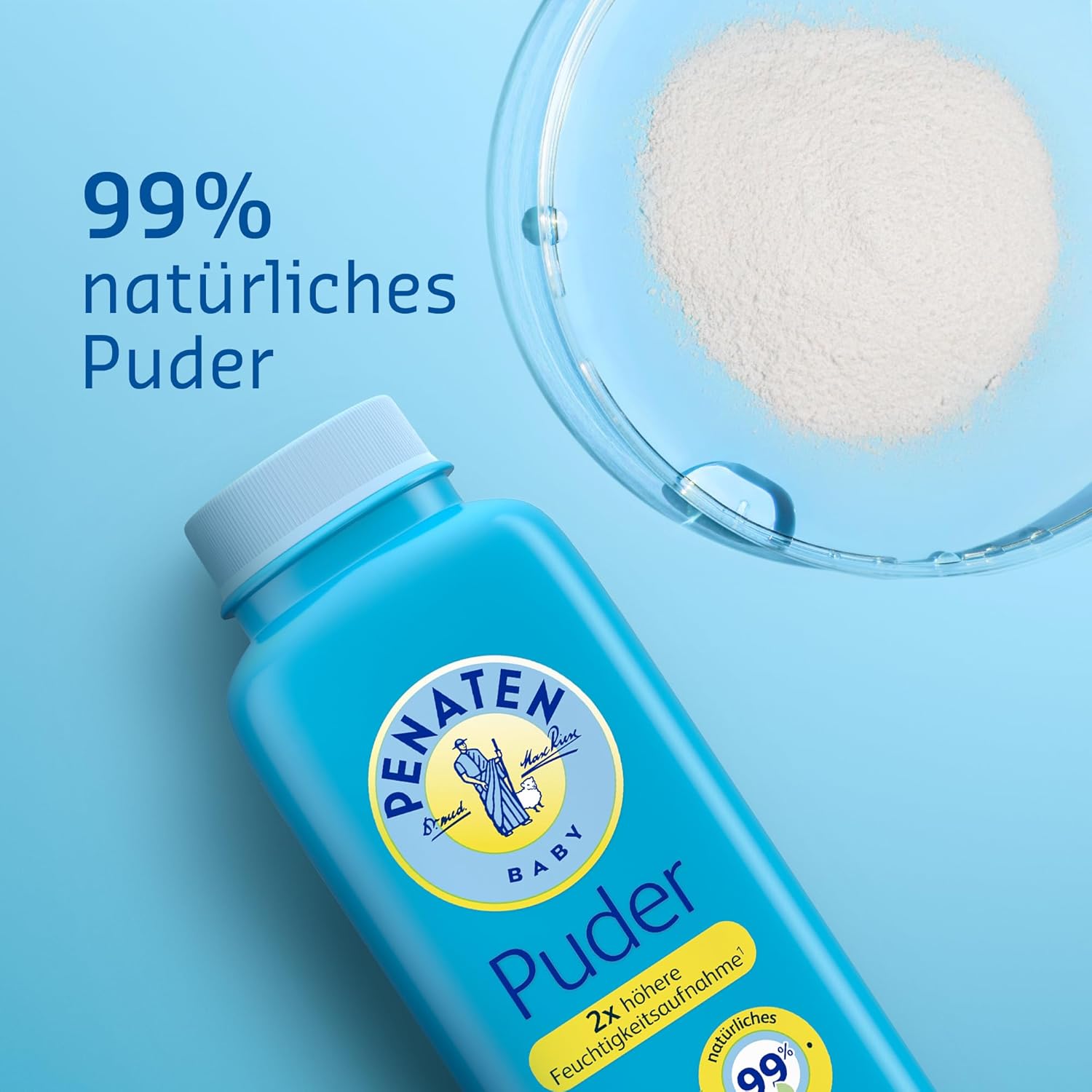 Penaten natürliches Baby Puder mit Aloe & Vitamin E, Puder auf Basis von Maisstärke, pflegt sanft Babyhaut, frisches und trockenes Hautgefühl