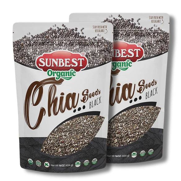 Sunbest Natural Organic Super Seeds Mix, 2-Pack – Raw Chia, Flax Seed, Hemp, Pumpkin & Sunflower Seeds – Great For Trail Mix, Smoothies & Salads – Superfood Blend Rich in Protein & Fiber (32 oz)