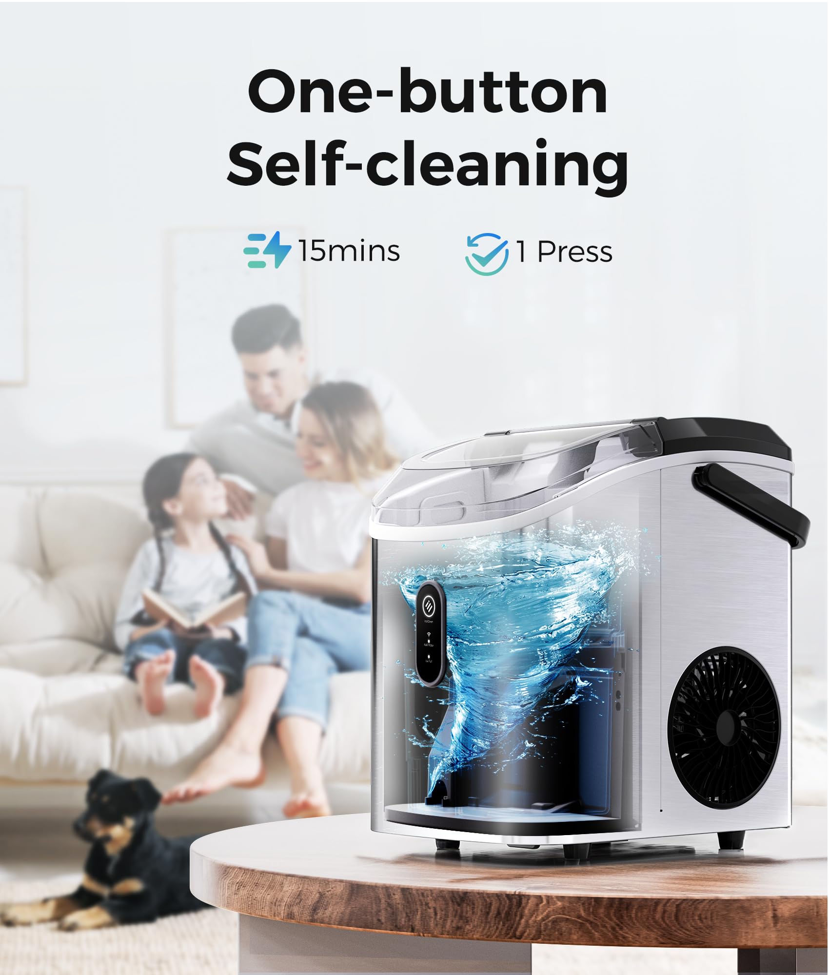 ecozy 2.1" Clear Ice Ball Maker Countertop with CrystalFlux Technology, Minimal Footprint Sphere Ice Maker with 8H Timer, 1 pc in 30 Mins, 48 pcs/Day, Self-Cleaning for Home Bar Whiskey & Bourbon