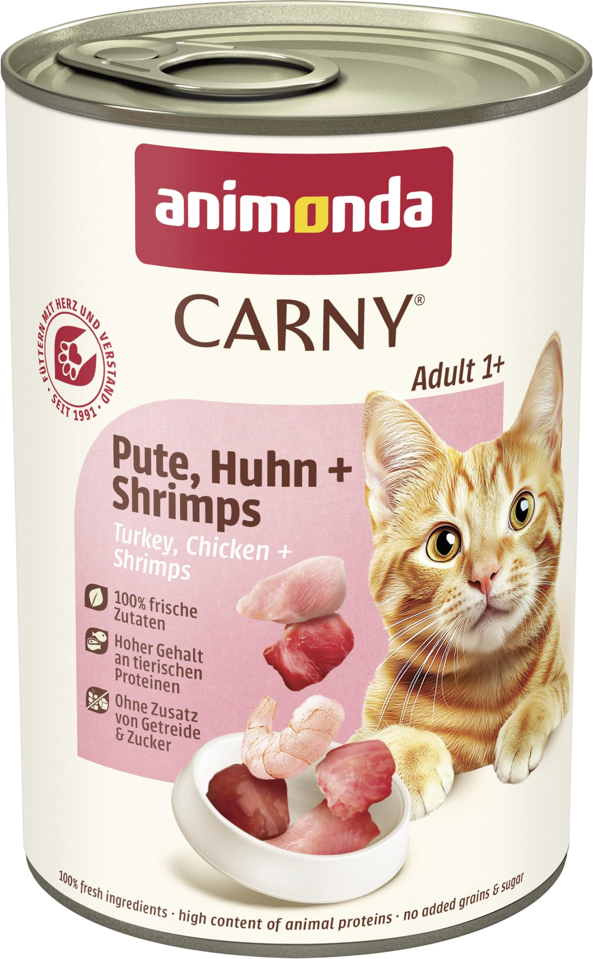 animonda Carny Adult Huhn + Lachs (6 x 400 g), Katzennassfutter für ausgewachsene Katzen, Nassfutter mit 100 % frischen, fleischlichen Zutaten, Katzenfutter ohne Getreide und Zucker