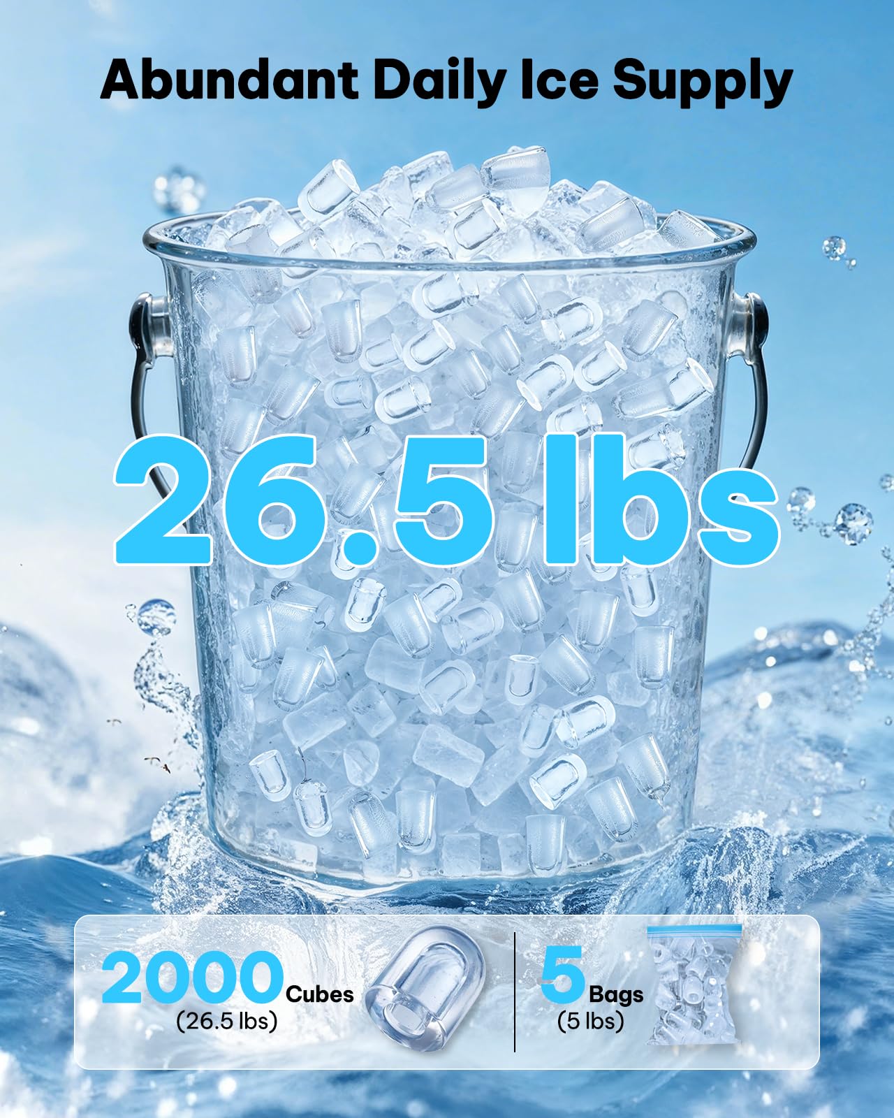 Silonn Ice Maker Countertop, Portable Ice Machine with Carry Handle, Self-Cleaning Ice Makers with Basket and Scoop, 9 Cubes in 6 Mins, 26 lbs per Day, Ideal for Home, Kitchen, Camping, RV