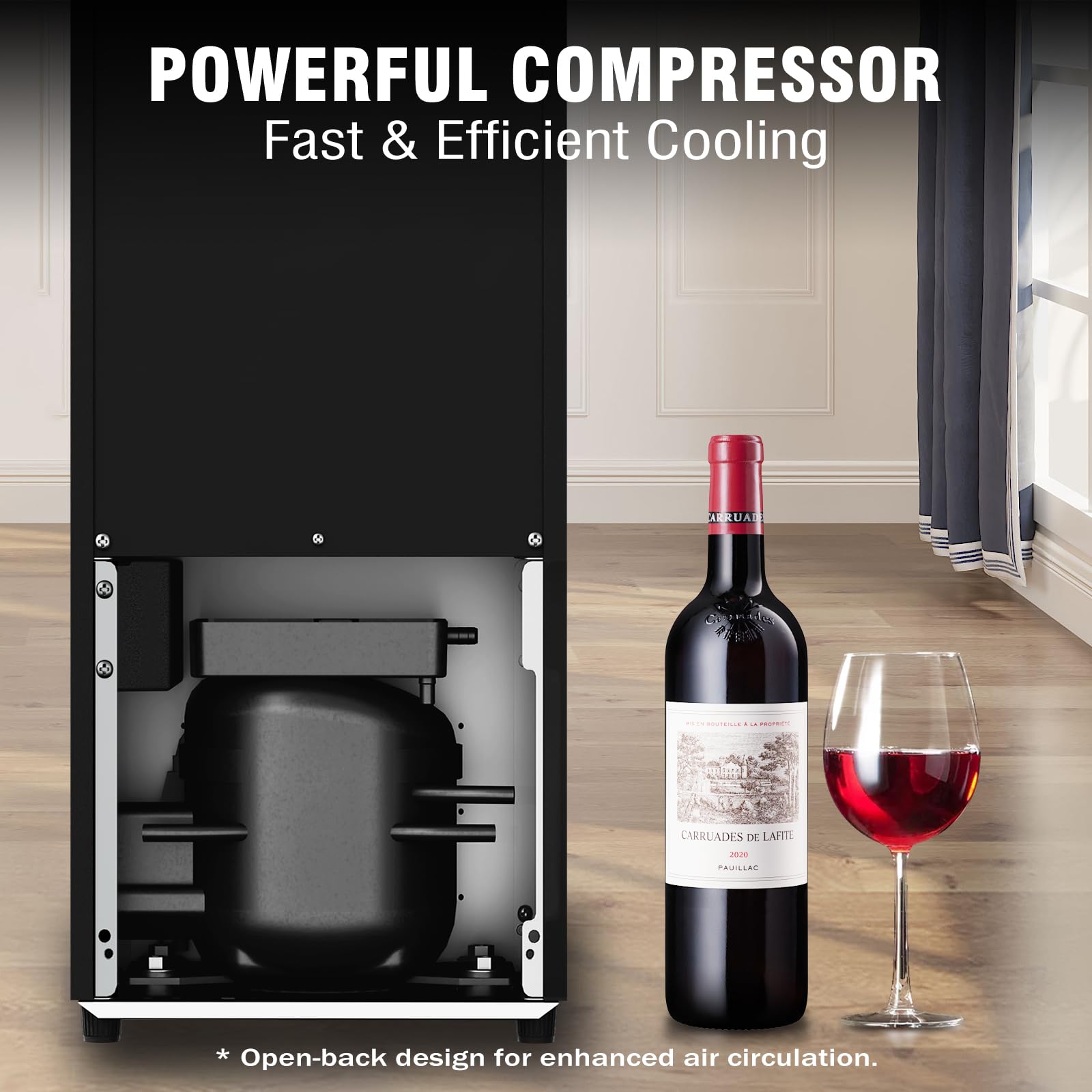 STAIGIS 24 Bottle Mini Fridge, Small Freestanding Wine Cooler Refrigerator for Red and White with 40-66F Digital Temperature Control Glass Door