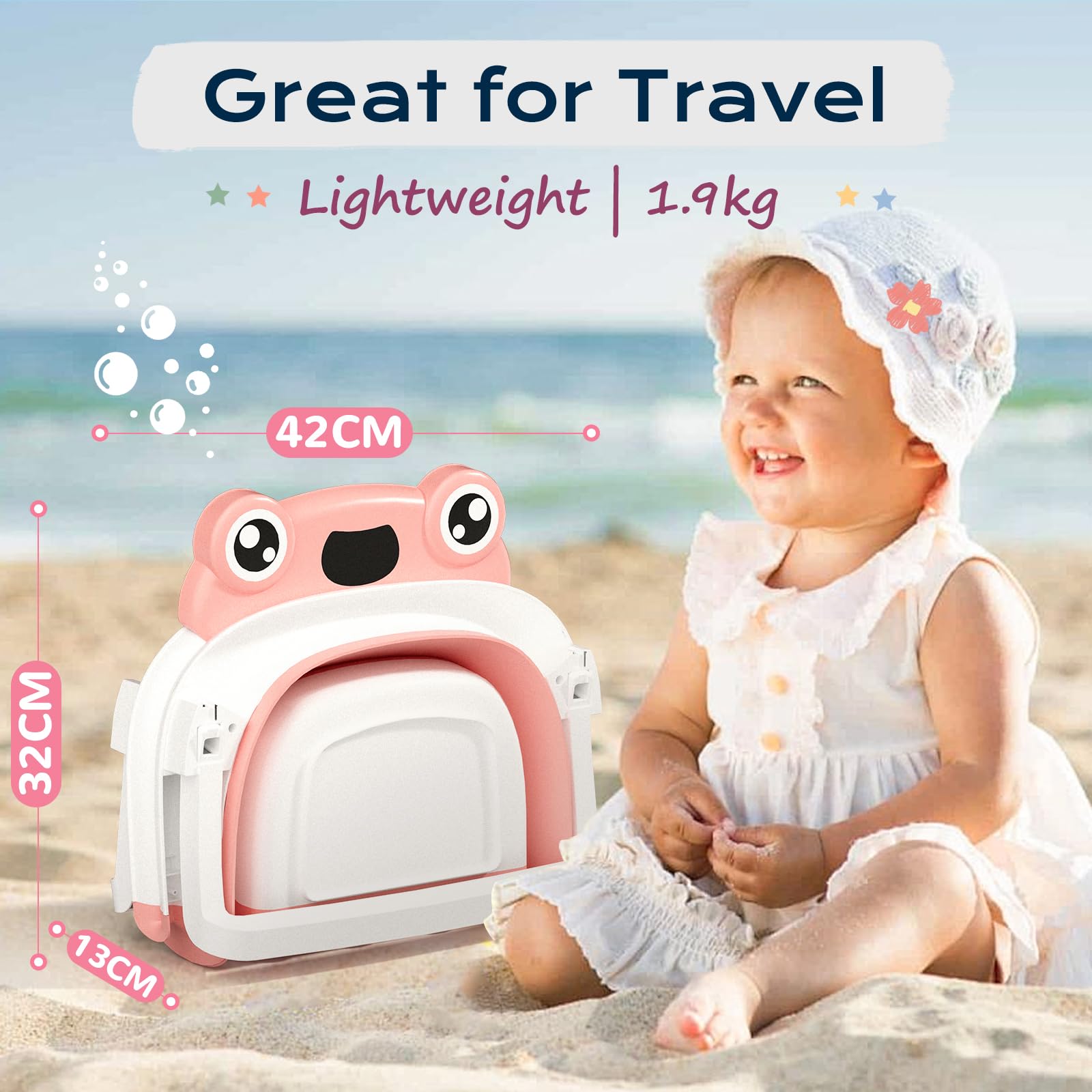 COOSEYA Baby Badewanne für 0-18 Monate, Faltbare Babywanne mit Babybadewanne Stützkissen, Portable Baby Bathtub als Wesentliche Artikel für Neugeborene und Kleinkind, Dinosaurier - Design (Grau)