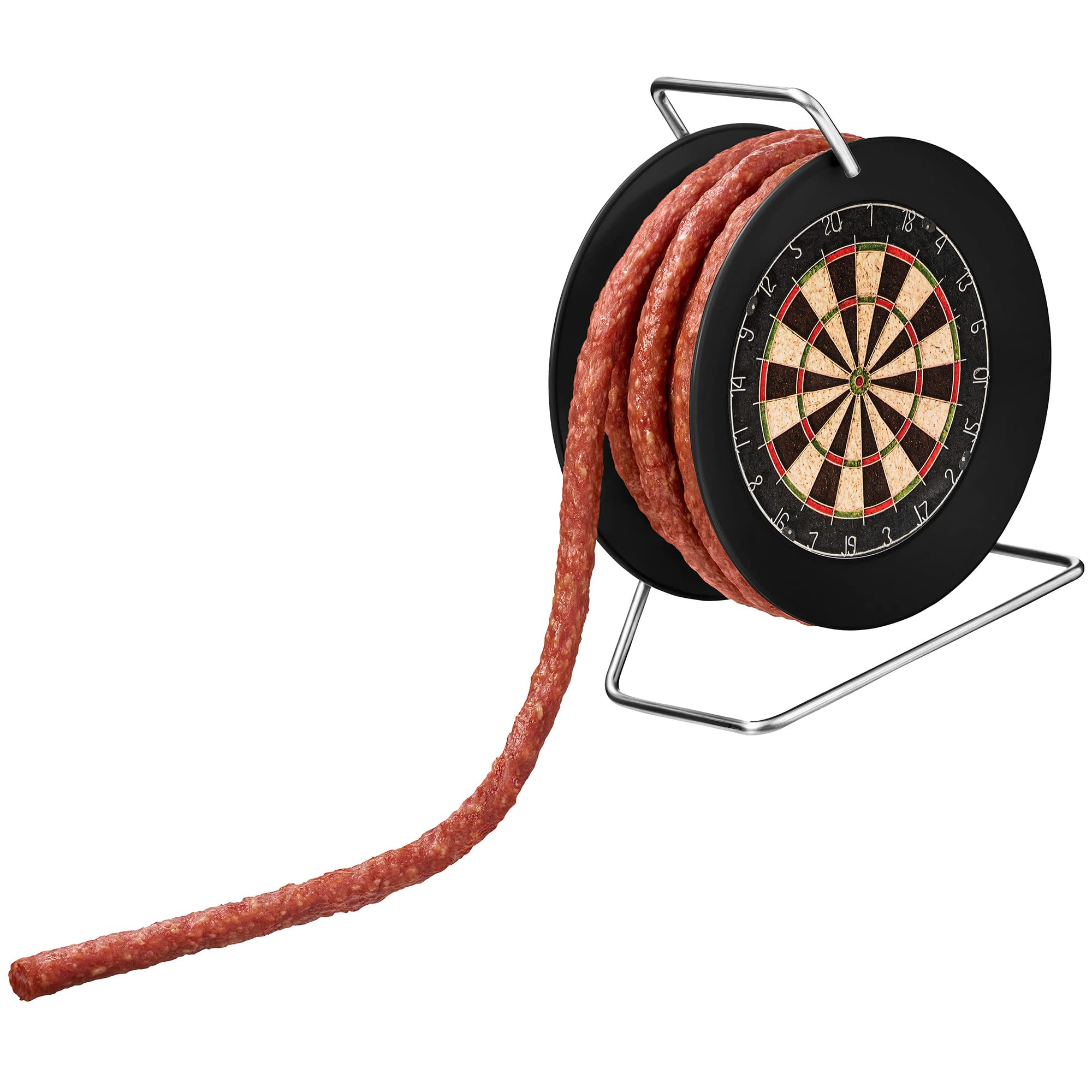WURSTBARON® Wurst Kabeltrommel im Dartboard Design, 3,5m Wurst nach Krakauer Art, hochwertige Qualität und rauchiges Aroma, lustiges Geschenk, 240 g