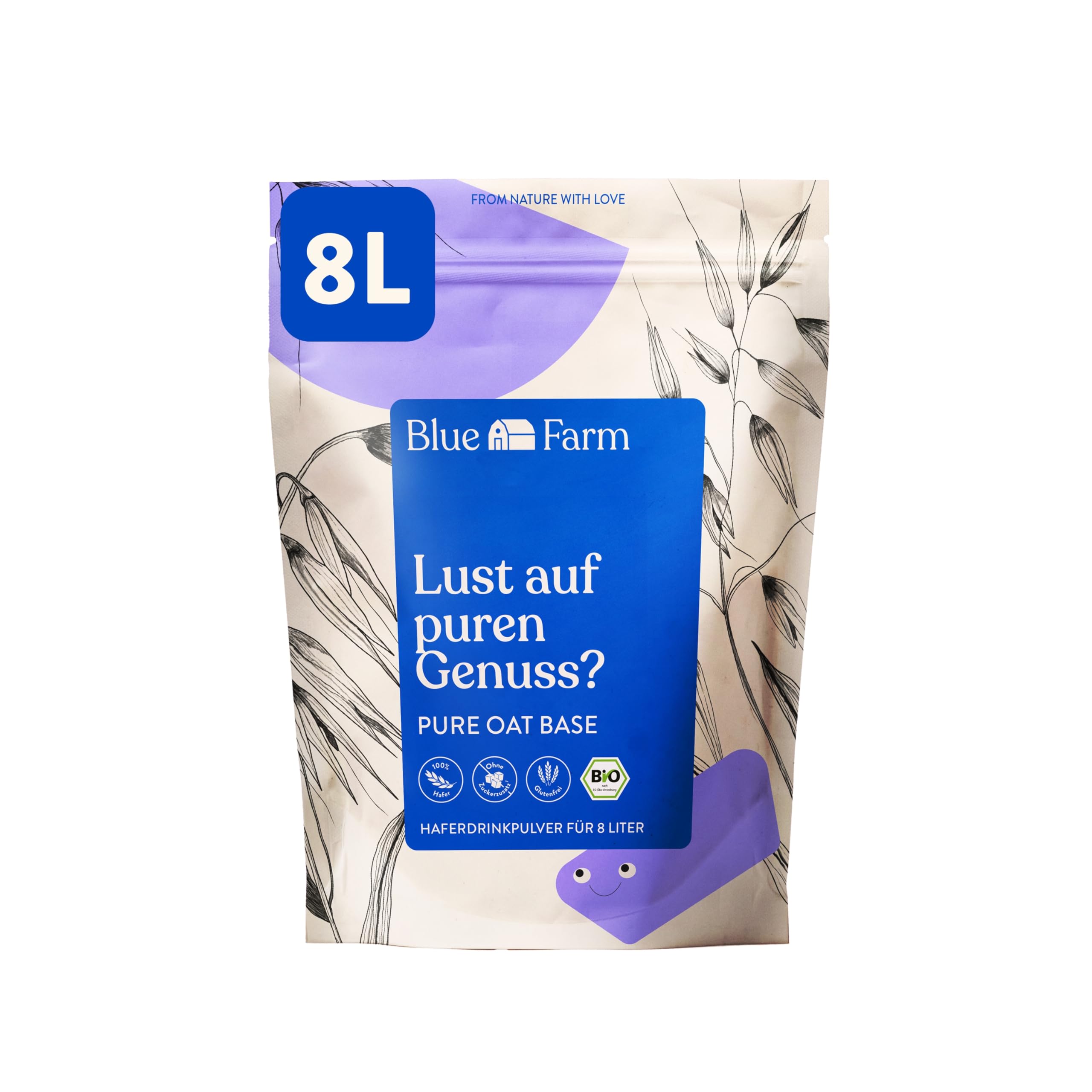 Blue Farm Pure Oat Base (ehem. BIO) für bis zu 20 Liter Haferdrink zum Selbermischen – 100% beste Bio-Qualität – 100% vegan, laktosefrei & glutenfrei – 90% weniger Verpackungsmüll – Vorteilspack