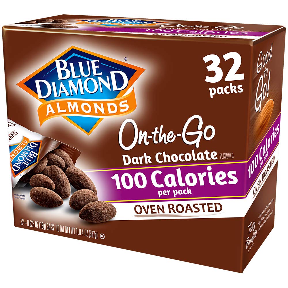 Blue Diamond Almonds Low Sodium Lightly Salted Snack Nuts, 100 Calorie Packs, 0.6 Ounce (Pack of 32)