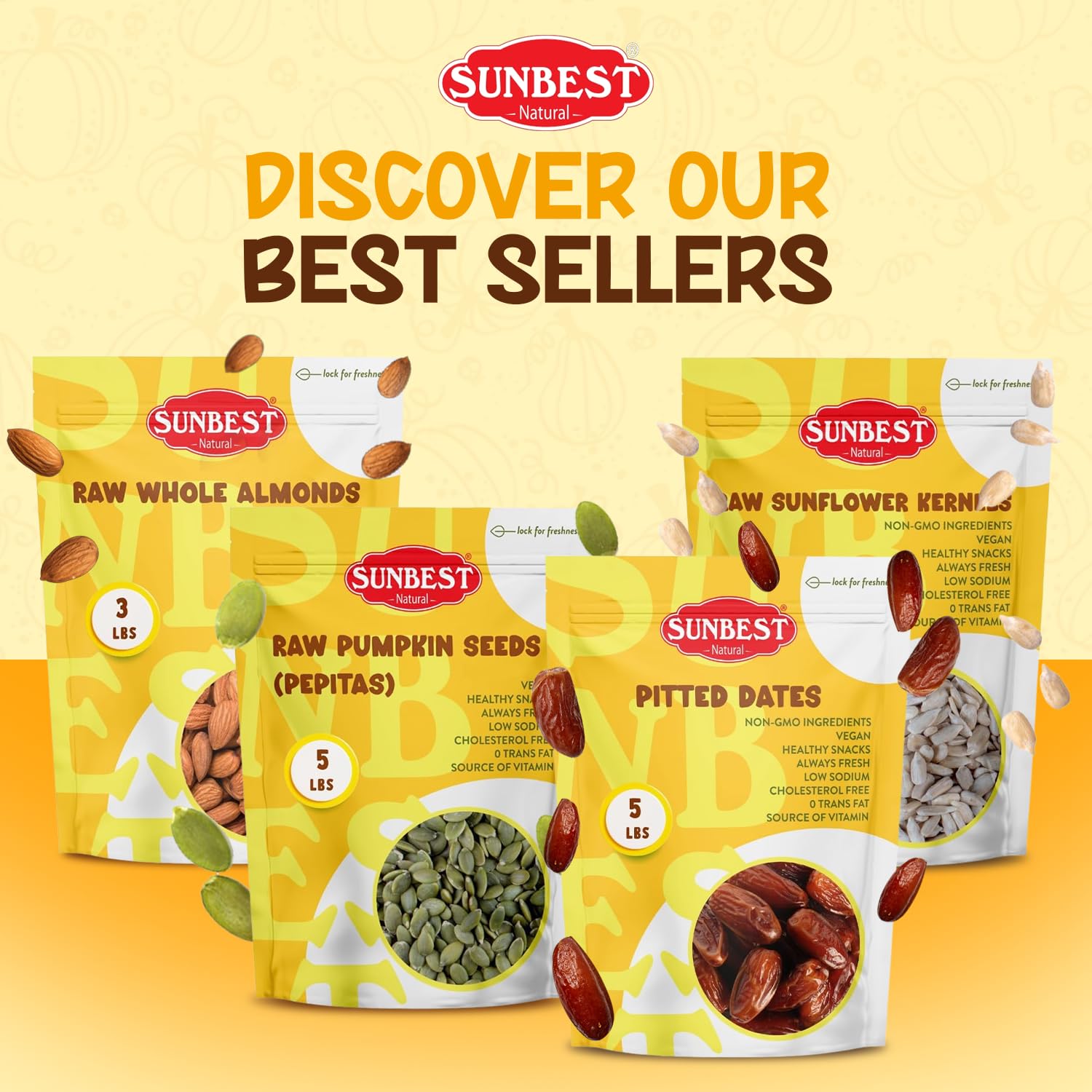 Sunbest Natural Raw Pumpkin Seeds, 5 lbs – Unsalted & Shelled – Bulk Bag, Whole Pepitas, Pumpkin Seeds to Eat – For Snacking, Baking & Topping – Rich in Essential Fatty Acids, Iron & Protein (80 oz)