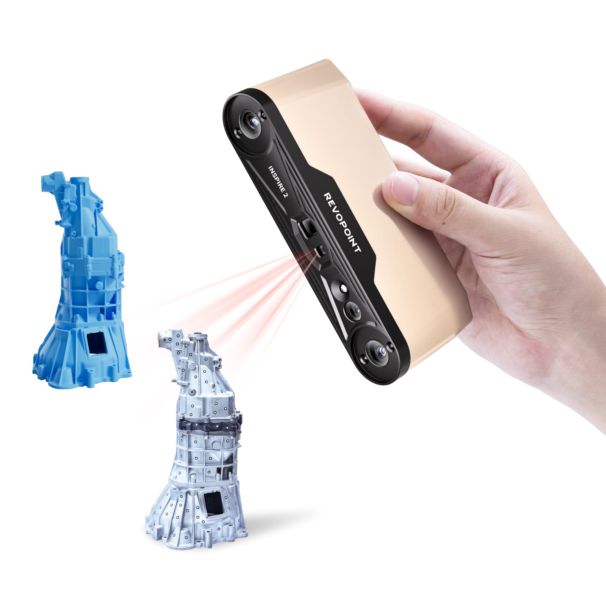Revopoint INSPIRE 2 3D Scanner for 3D Printing, Up to 0.03mm Precision, Multi-Line Laser&Structured Light, Handheld Wireless&Outdoor Scanning, Full-Color Scans, for iOS/Android/Windows/macOS, Premium