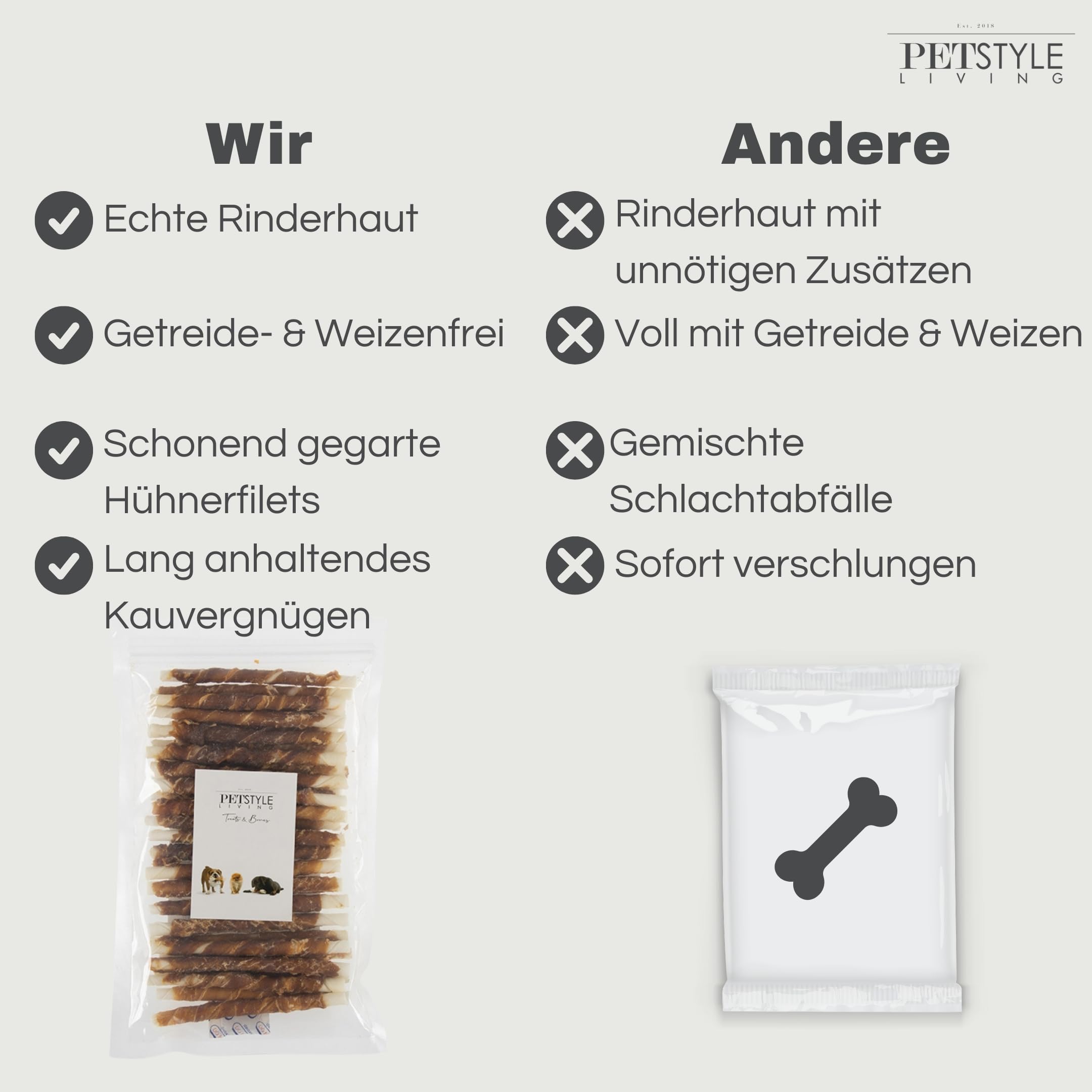 Kaustange mit Huhn - Hundesnack - 12,5cm - 100 Stück
