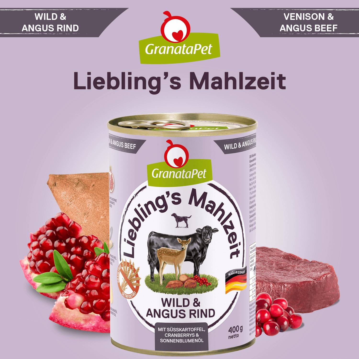 GranataPet Liebling's Mahlzeit Multipack 2, Nassfutter für Hunde im Probierpaket, Alleinfuttermittel ohne Getreide, Hundefutter mit hohem Fleischanteil & hochwertigen Ölen, 6 x 800 g
