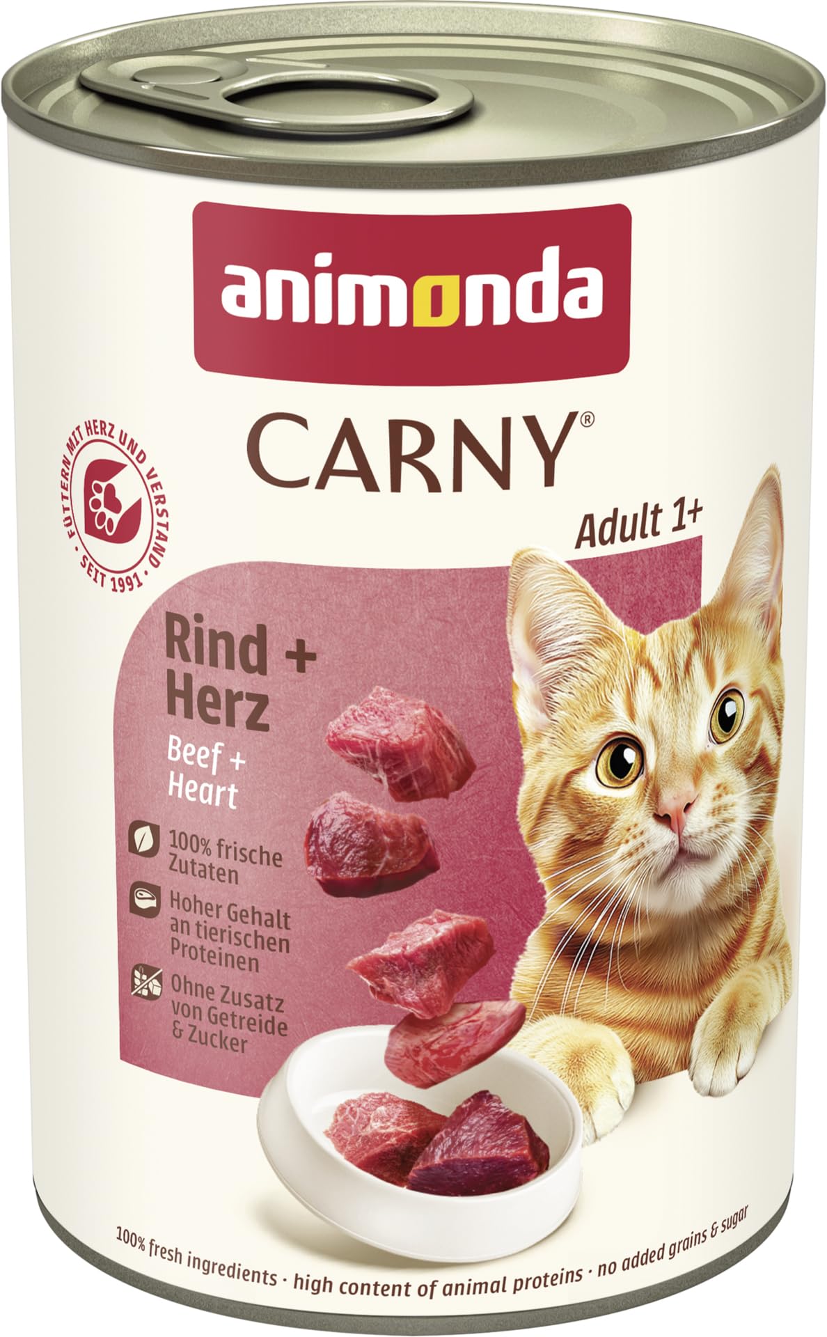 animonda Carny Adult Huhn + Lachs (6 x 400 g), Katzennassfutter für ausgewachsene Katzen, Nassfutter mit 100 % frischen, fleischlichen Zutaten, Katzenfutter ohne Getreide und Zucker