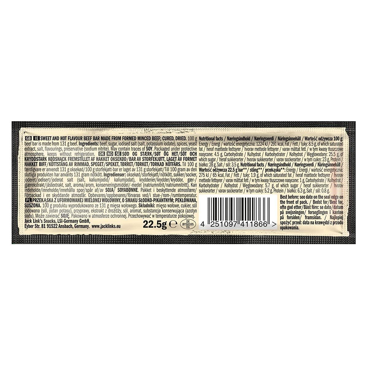 Jack Links Protein Riegel Beef Original – 30er Pack (30 x 22,5 g) – Low Carb Proteinriegel - Eiweißriegel - Protein Bar - Energieriegel - Snack für unterwegs und im Gym, Fitness - High Protein Snack