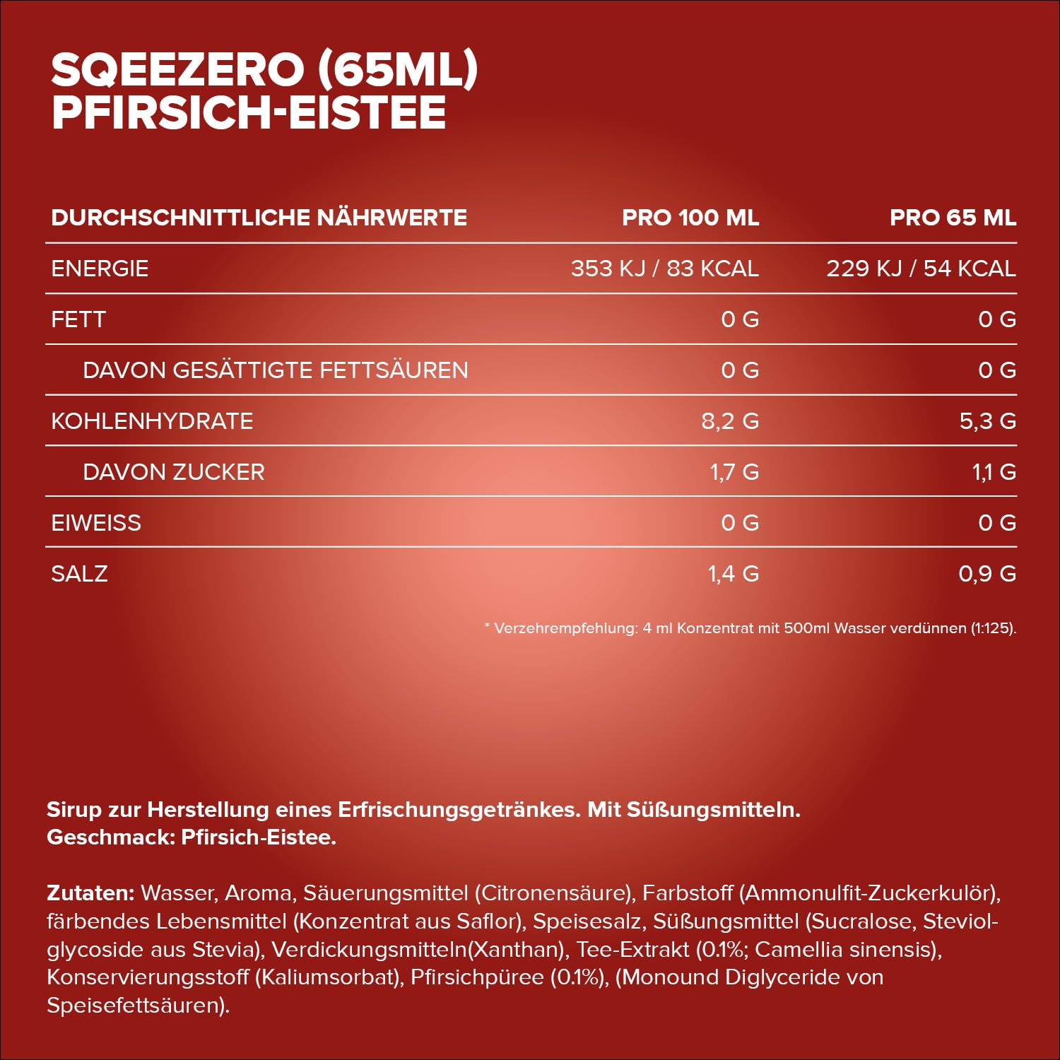 IronMaxx SqueeZero - Raspberry 65ml | Sirup, Erfrischendes Geschmackserlebnis für 8 Liter, Zuckerfrei und Kalorienfrei in 100ml verzehrfertigem Getränk