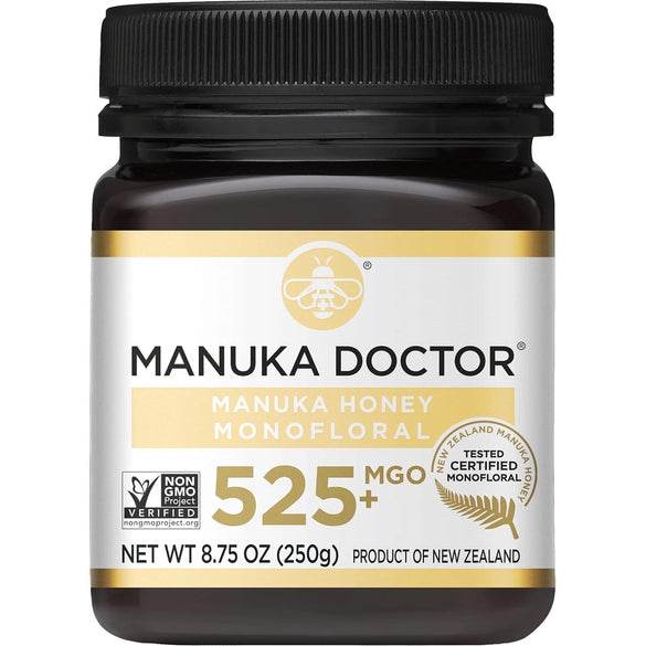Manuka Doctor - MGO 525+ Manuka Honey Monofloral, 100% Pure New Zealand Honey. Certified. Guaranteed. Raw. Non-GMO (8.75 oz)