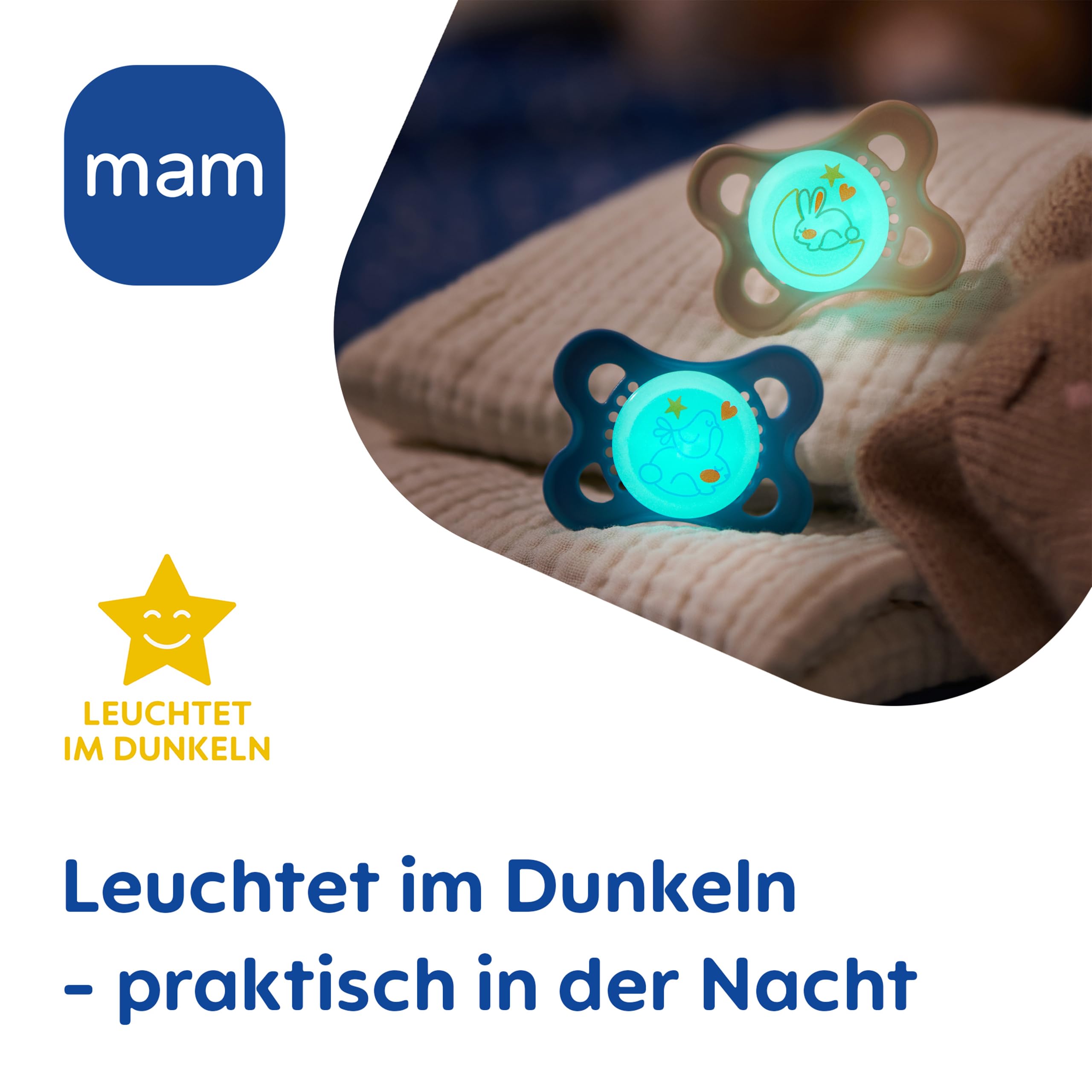 MAM Original Day & Night Matt Schnuller | 0-6 Monate | Schnuller für Neugeborene | 94% Akzeptanz | Babyschnuller beugt Zahnfehlstellungen vor | SkinSoft Silikon | Schaf/Hase | 4 Stück