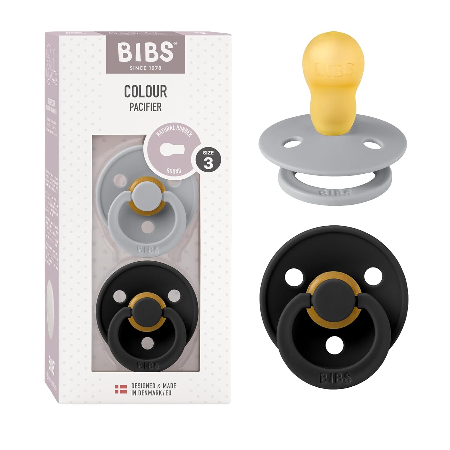 BIBS Colour Schnuller 2er-Pack, BPA-frei, Kirschform Nippel. Naturkautschuk/Latex, Hergestellt in Dänemark. Größe 1 | 0+ Monate | 2-Pack, Ivory/Sage