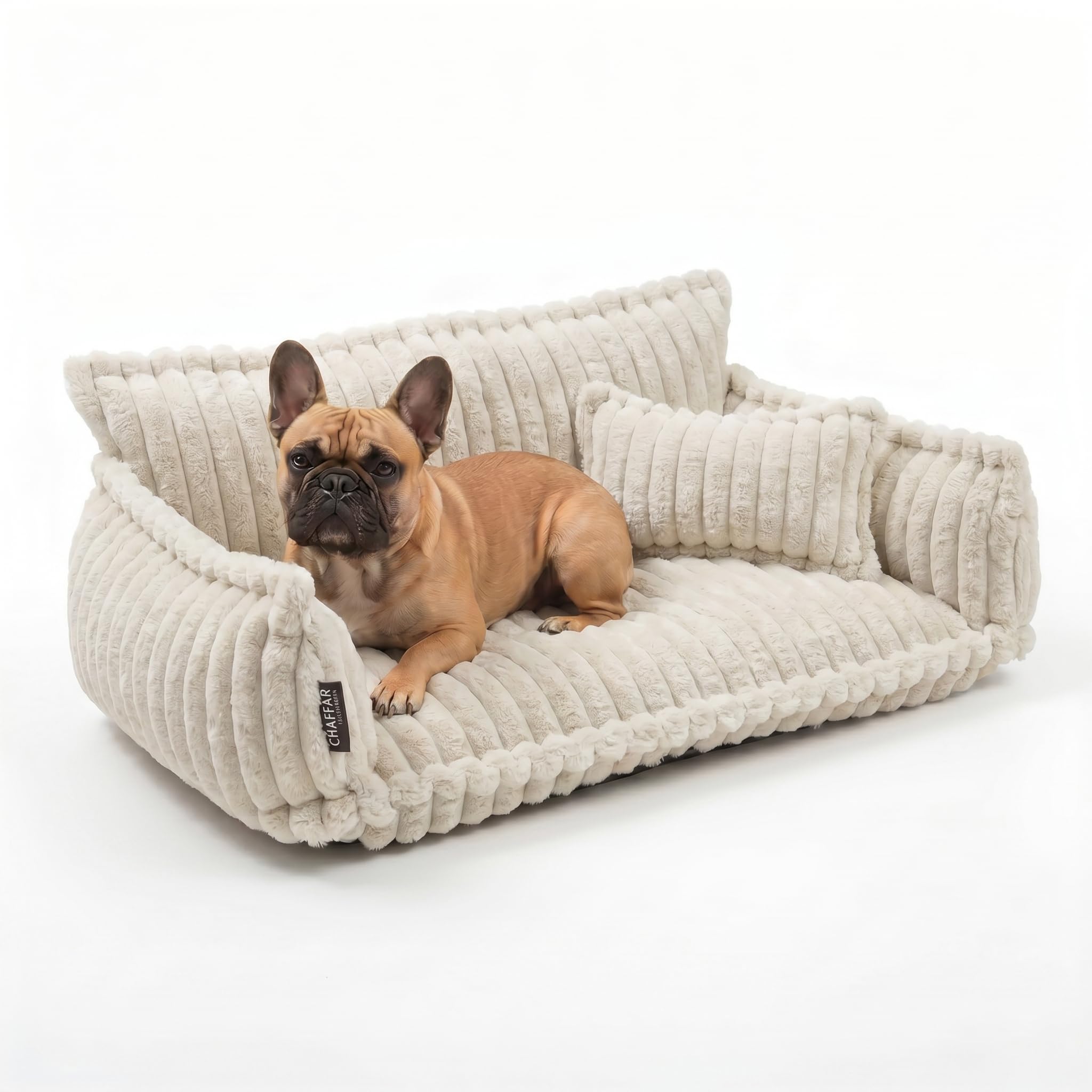 Katzensofa Chaffar | Katzenbett Hundebett Hundesofa | Orthopädische Matratze | Moderner Stil | Cord-Design Größen (Lichtgrau, M (80cm))