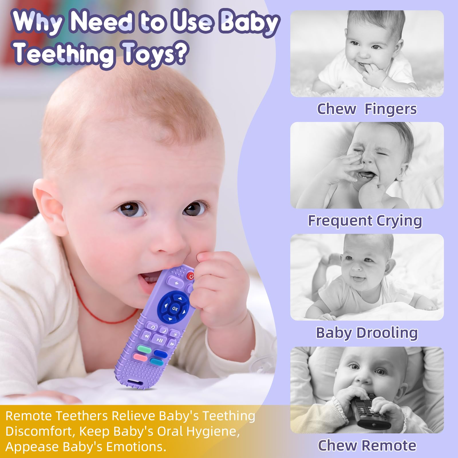 Zahnen Beißringe Spielzeug für Babys 3-6-12 Monate Geschenke, Fernbedienung Baby Zahnungshilfe für 7 8 9 Monate Kleinkind Autismus, Lebensmittelqualität Silikon Badespielzeug, Schwarz