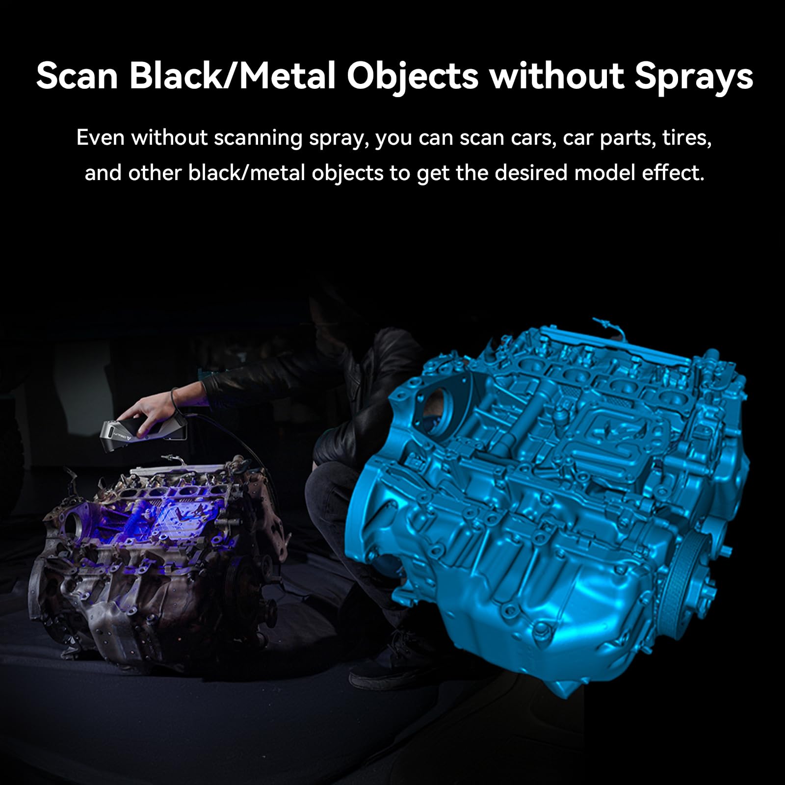 Creality Sermoon S1 3D Scanner, High-Precision 0.02mm Metrology-Grade 3D Scanner for 3D Printing with Blue/IR Laser, Exclusive Single-line Deep Hole scanning Technology, Wireless Support