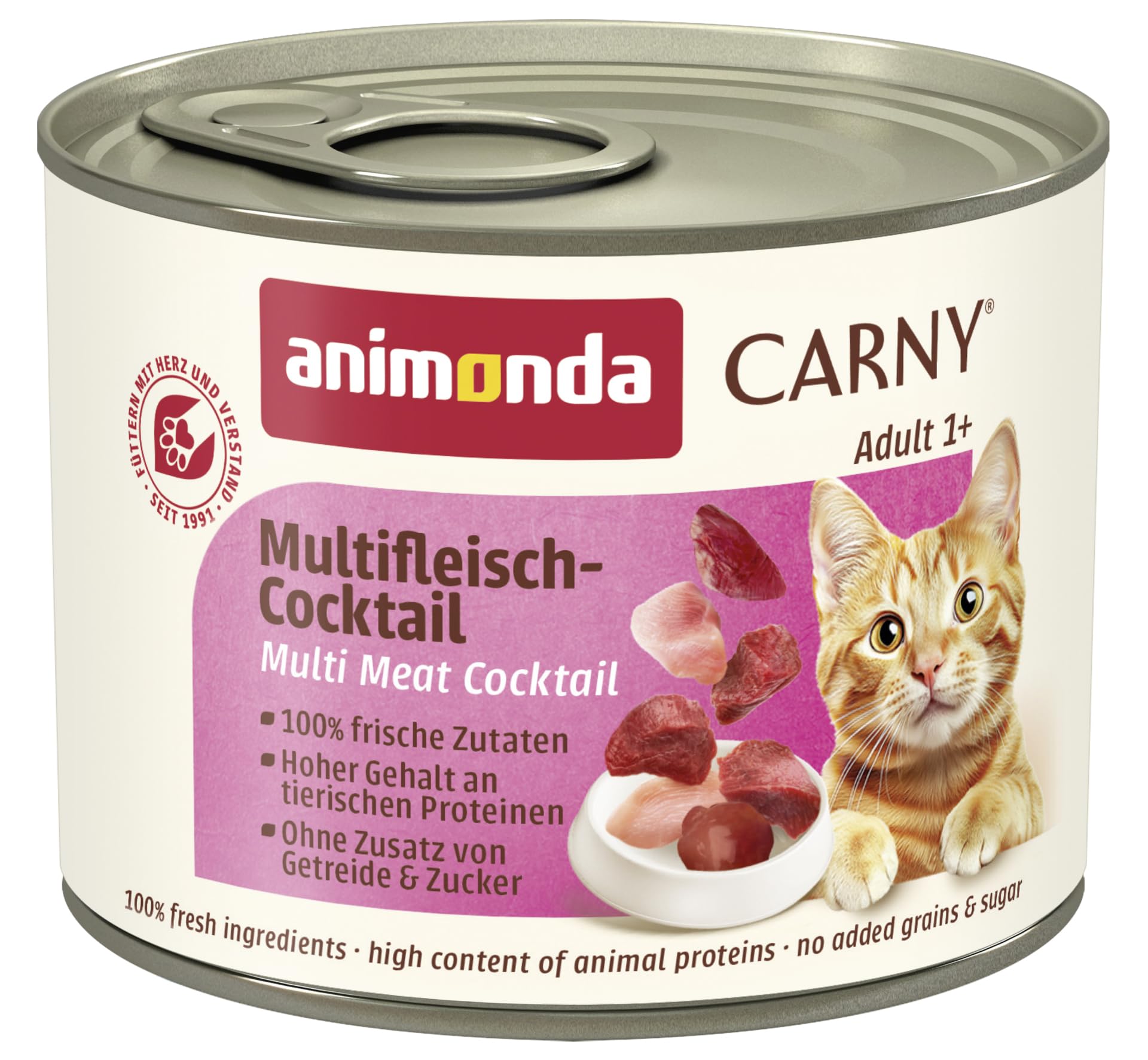 animonda Carny Adult Huhn + Lachs (6 x 400 g), Katzennassfutter für ausgewachsene Katzen, Nassfutter mit 100 % frischen, fleischlichen Zutaten, Katzenfutter ohne Getreide und Zucker