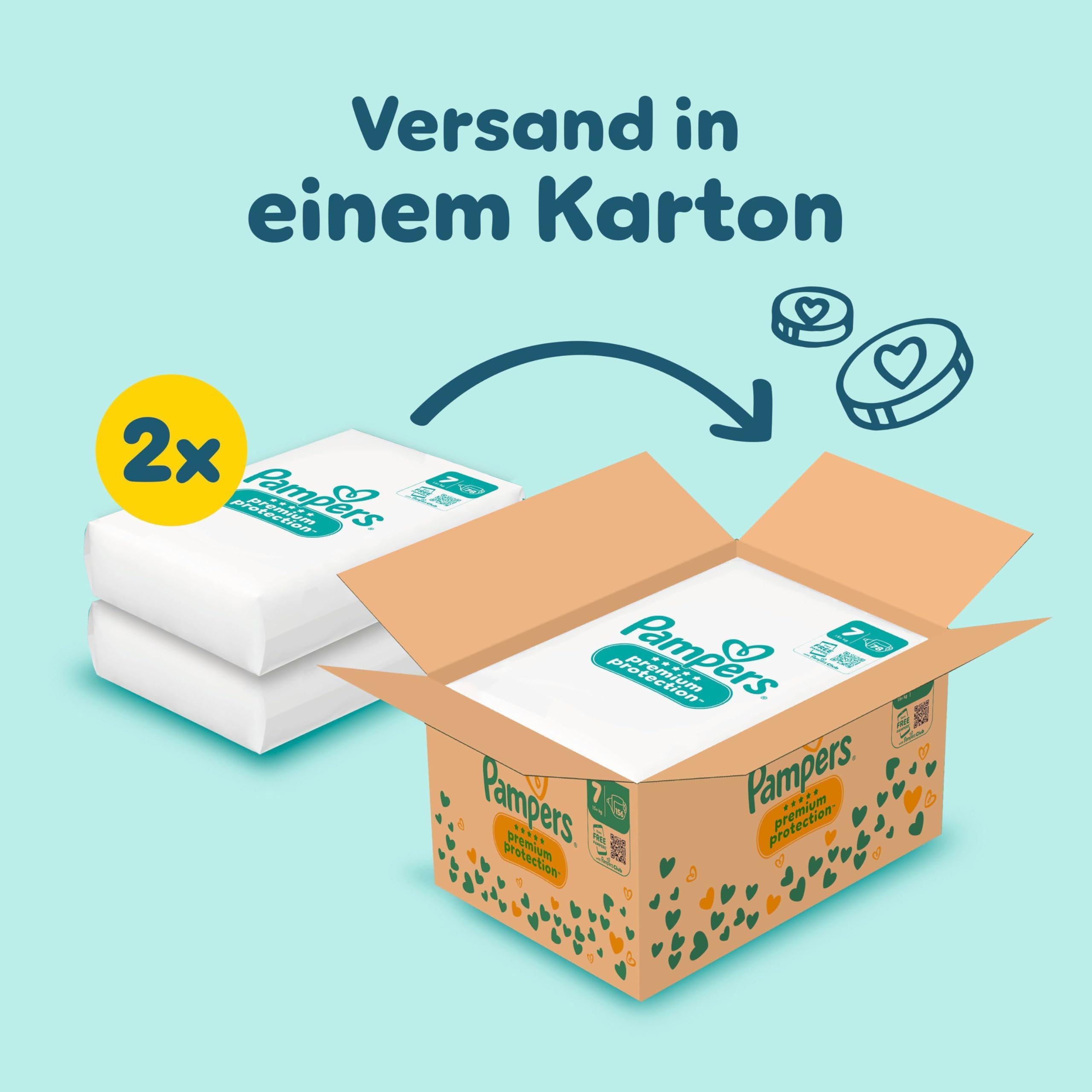 Pampers Premium Protection Größe 4, 186 Windeln, 9kg-14kg, unser Nr. 1 Haut- und Auslaufschutz
