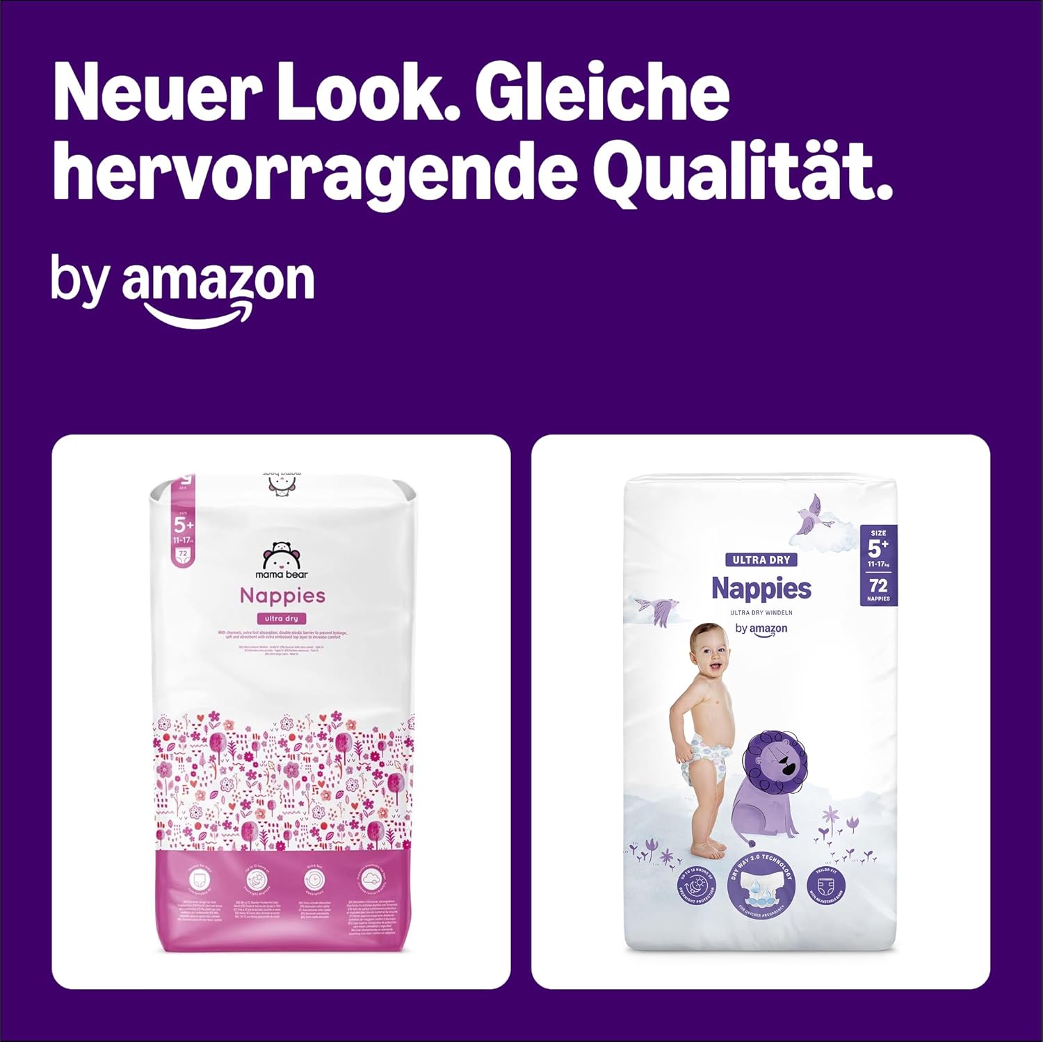 By Amazon Ultra Dry Windeln Größe 5 (10-16 kg) - MONATSBOX, Weiß, 152 Stück (2 Packungen mit 76) (Früher Unter Der Marke Mama Bear, Identisches Produkt)