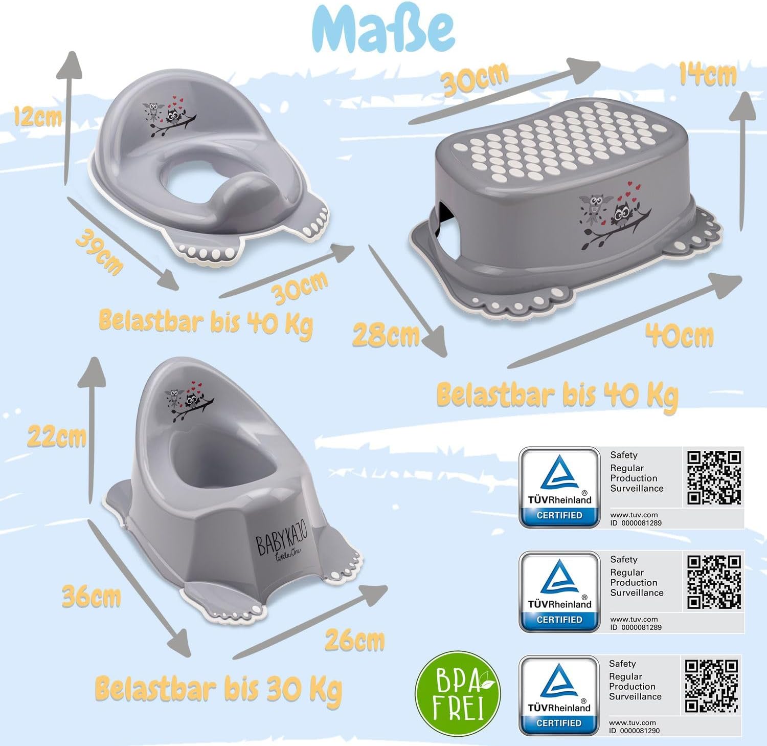 Baby Badewanne mit Gestell 4 Set TÜV Rheinland zertifiziert! Babybadewannen + Baby Badewannensitz +Abfluss + Gestell - Babywanne mit Ständer! Baby Pflegeset für Neugeborene.