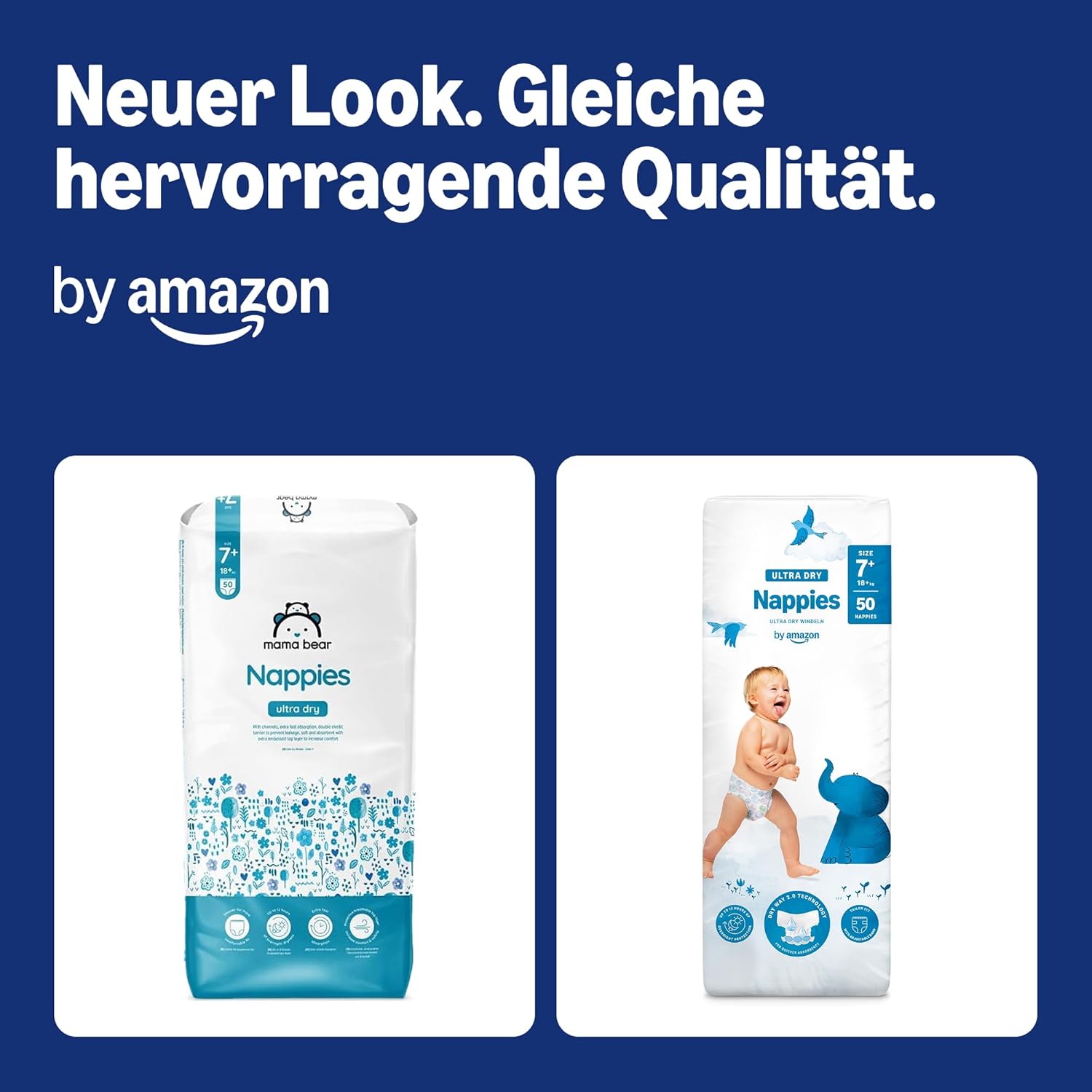 By Amazon Ultra Dry Windeln Größe 5 (10-16 kg) - MONATSBOX, Weiß, 152 Stück (2 Packungen mit 76) (Früher Unter Der Marke Mama Bear, Identisches Produkt)