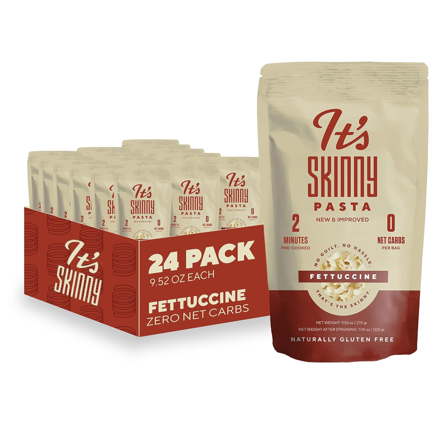 It’s Skinny Fettuccine Pasta – Low Carb Pasta, Gluten Free, Keto & Vegan-Friendly, Shirataki Konjac, Sugar-Free, High in Fiber, Only 4.5 Calories Per Serving, Ready in 2 Minutes (6 Packs)