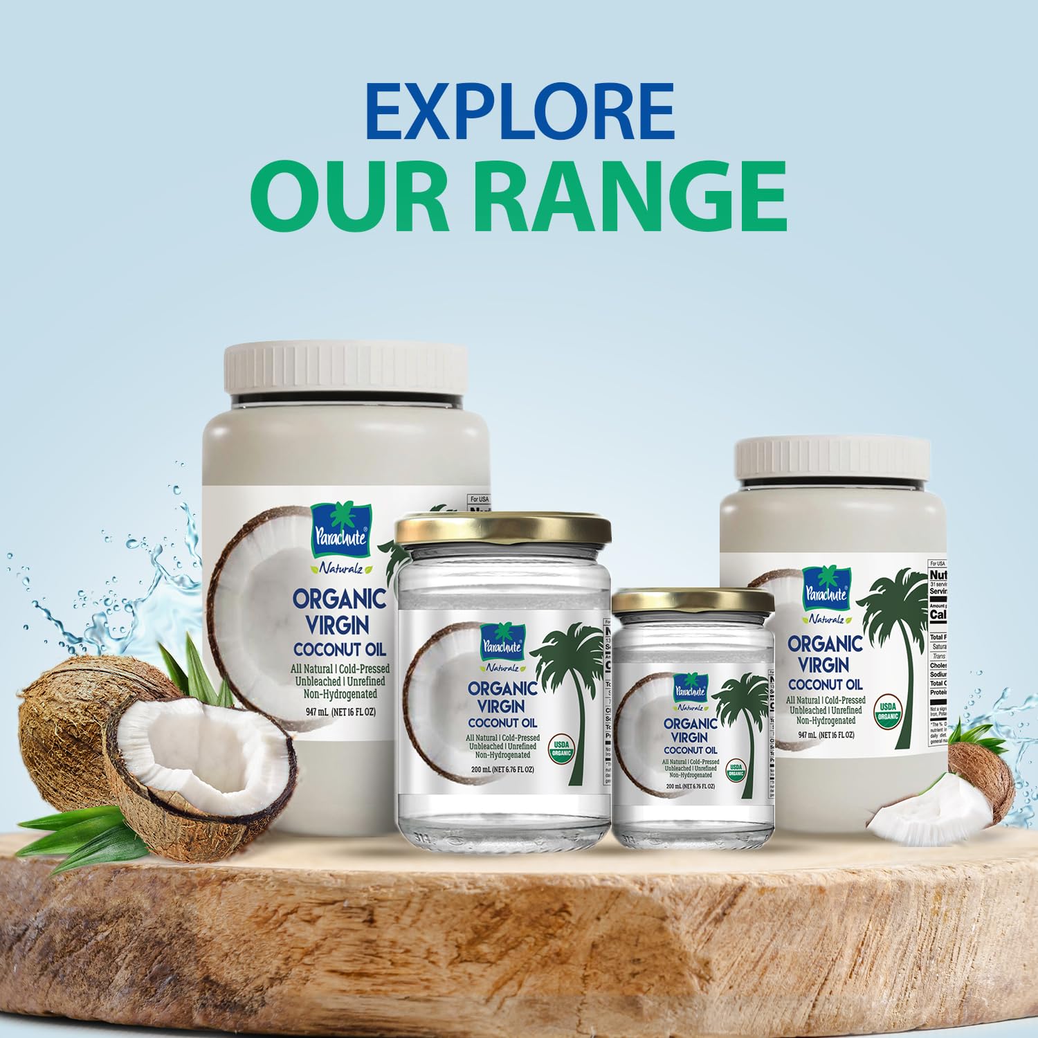 Parachute Naturalz Organic Virgin Coconut Oil | For Cooking, Hair, Body & Oil Pulling | Cold Pressed | Unbleached | Unrefined | Non-Hydrogenated | MCT Oil | USDA Certified |16 Fl.Oz | Glass Jar