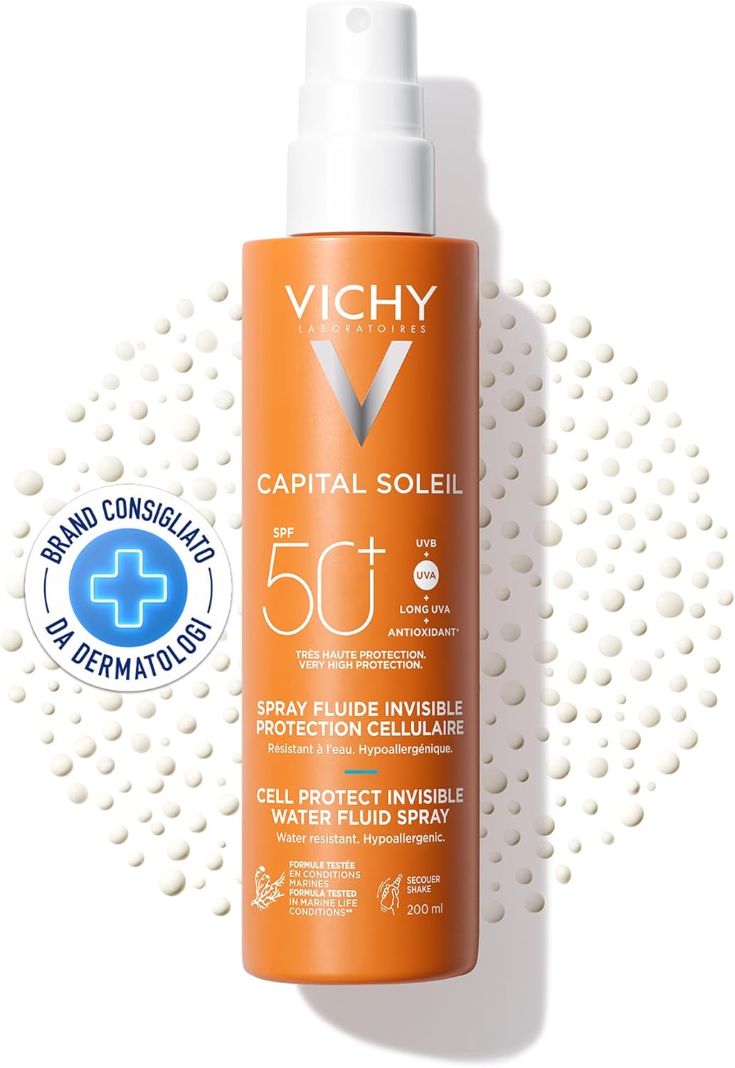 Vichy Capital Soleil Invisible Fluid Sunscreen Spray SPF50+ for Face and Body 200ml