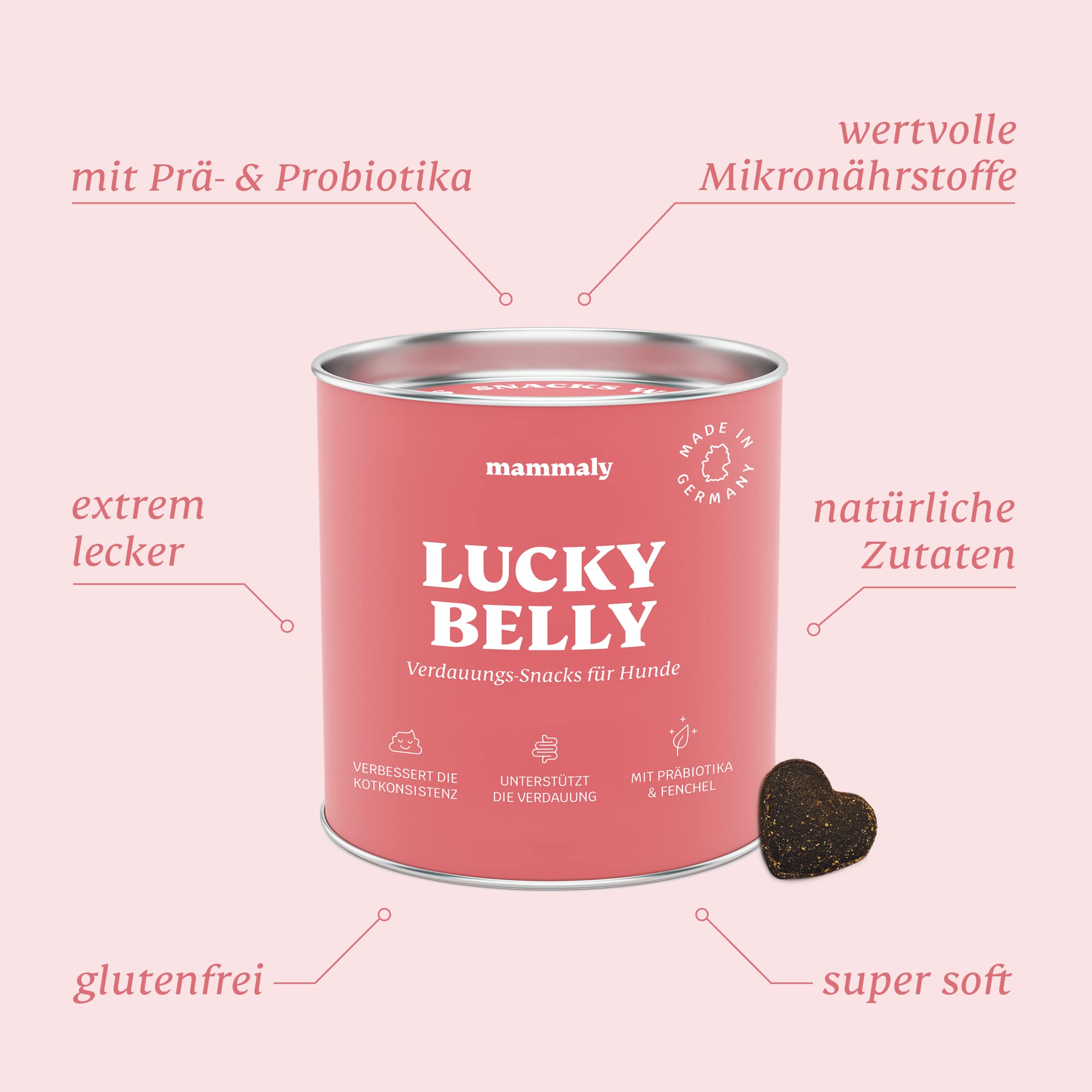 9-in-1 Probiotika für Deinen Hund - Lucky Belly Hypoallergen Allergie Fit ohne Huhn 120 Drops (350g) von mammaly-Bei Magenprobleme & Verdauungsprobleme für Magen-Darm,Verdauungssnacks bei Gras fressen