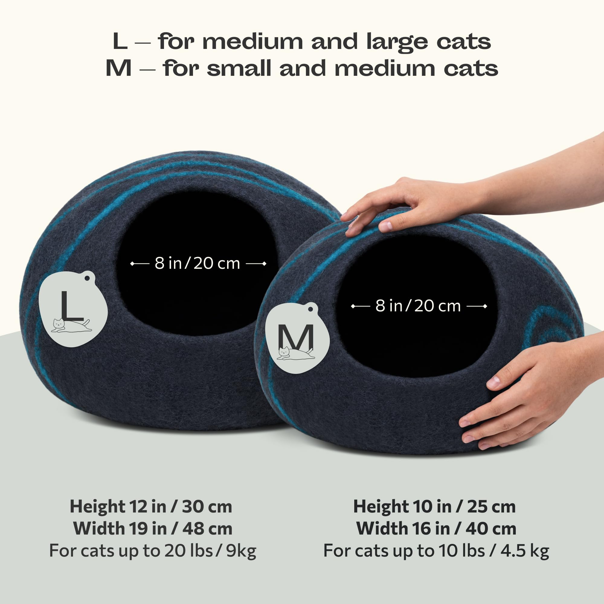 MEOWFIA Katzenbett aus Merinowolle – Handgefilztes, Umweltfreundliches Katzenbett für Katzen & Kätzchen – Weiches Schlafbett, Warm im Winter & Kühl im Sommer, Stilvolles Design