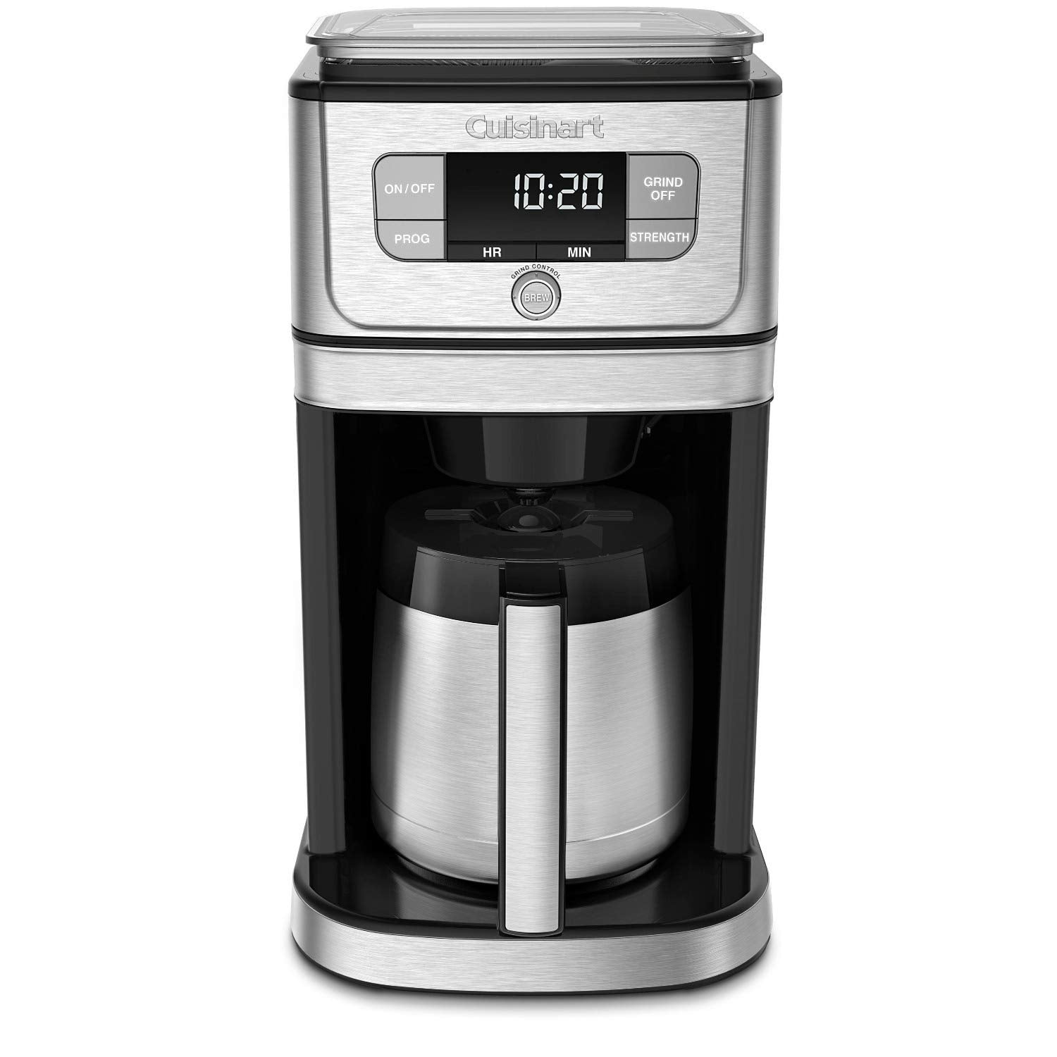 Cuisinart Automatic Grind & Brew 12-Cup Coffee Maker with Blade Grinder, Programmable Coffee Machine Glass Carafe with 1-4 Cup Setting, Brew Pause, Grind-Off Option, DGB-400NAS, Black/Stainless Steel