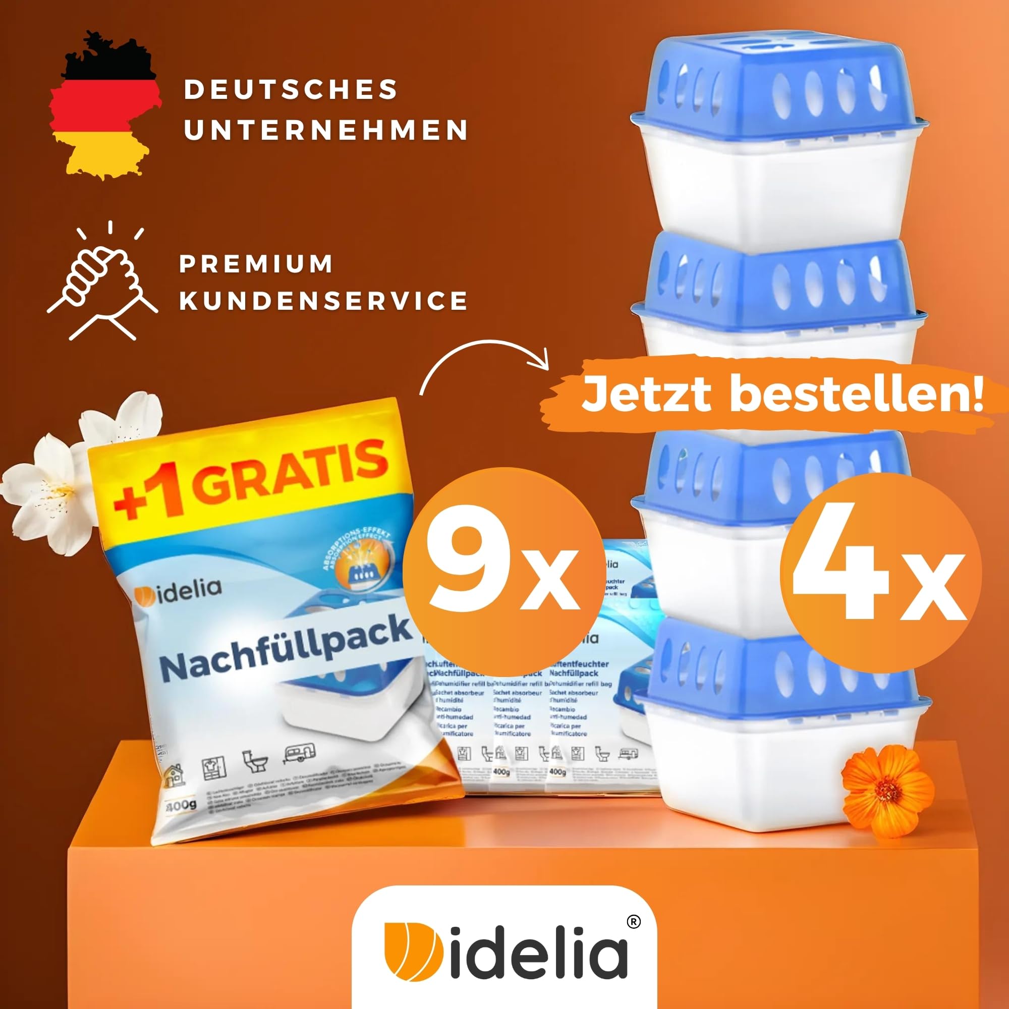 Idelia® 10x Luftentfeuchter Granulat 400g (Sparvorteils 10er Set Luftentfeuchter Nachfüllpack's) I Entfeuchter Nachfüllpack (Schimmel- und Geruchsschutz)