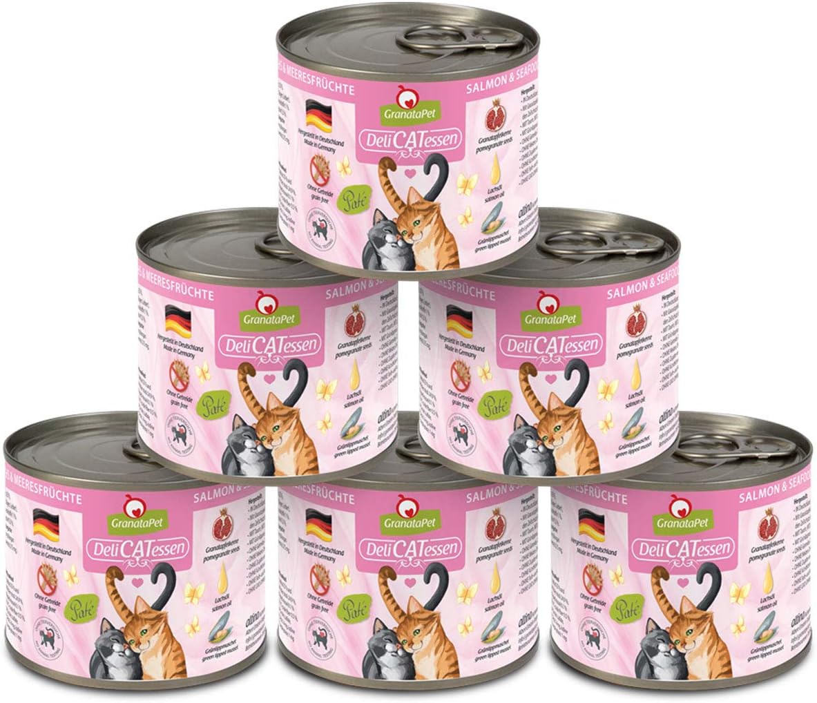 GranataPet DeliCatessen Huhn PUR, Nassfutter für Katzen, Futter ohne Getreide & ohne Zuckerzusätze, Katzenfutter mit hohem Fleischanteil & hochwertigen Ölen, 6 x 400 g