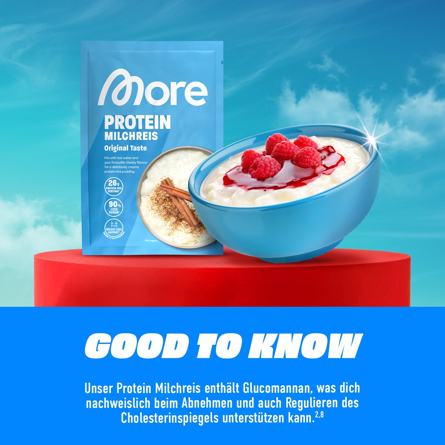 More Protein Milchreis, 13er Tray, 13 x 65 g, 26 g Eiweiß pro Portion, schnelle Zubereitung ohne Kochen, cremig leckerer Milchreis mit weniger Zucker und Fett, perfekt zum Verfeinern