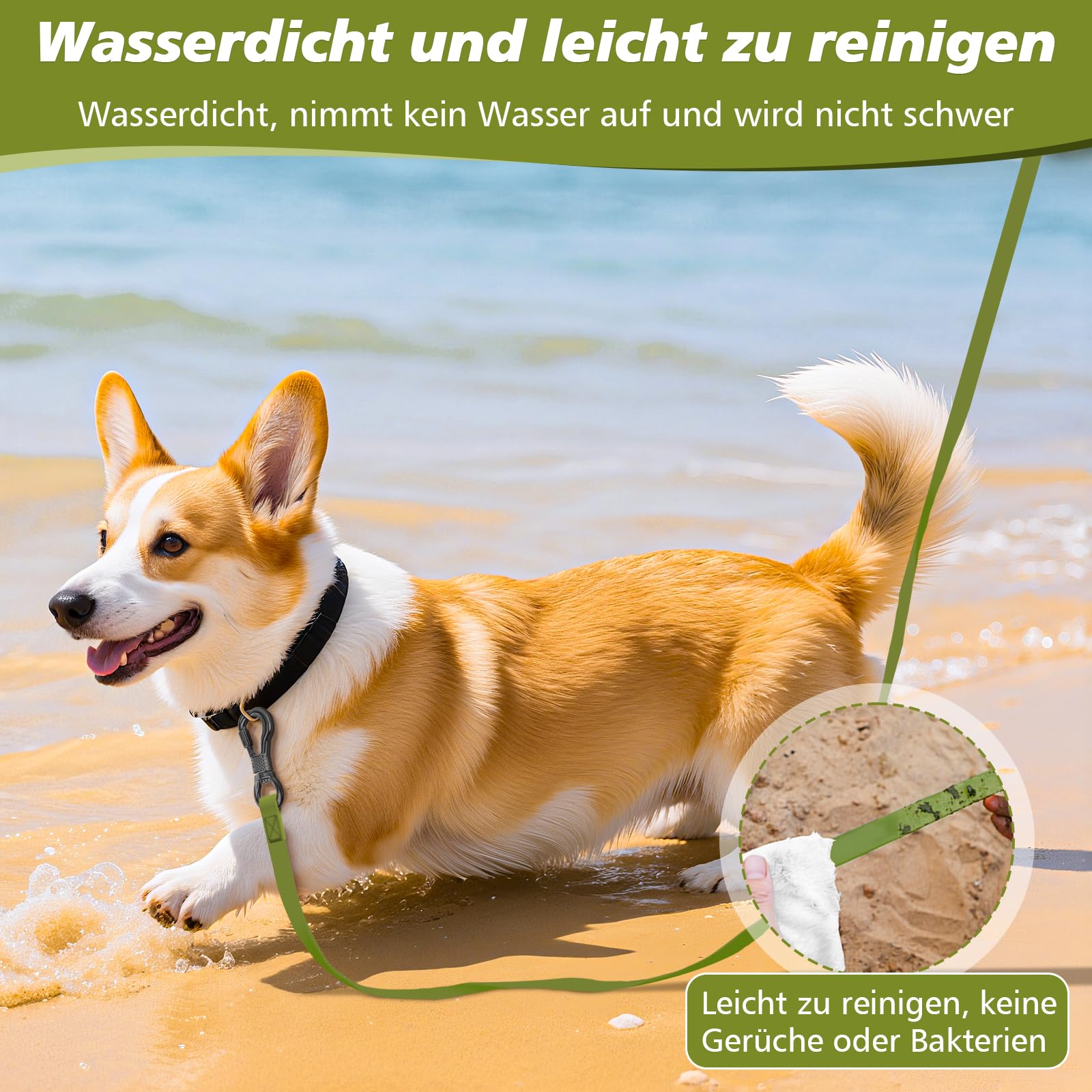 X XBEN Wasserdicht Schleppleine für Hunde,3M 5M 10M 15M 20M 30M Gummierte Schleppleine mit Abschließbarer Karabine,Wasserfest Hundeleine Laufleine für Große bis Kleine Hunde,Robuste Trainingsleine