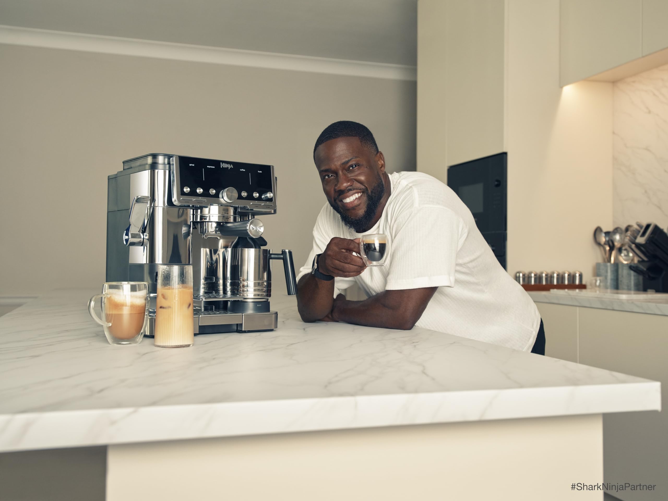 Ninja Luxe Café Premier 3-in-1 Espresso Machine, Drip Coffee, & Rapid Cold Brew | Built-in Coffee Grinder, Hands-Free Milk Frother, Assisted Tamper for Cappuccinos & Lattes | Stainless Steel | ES601