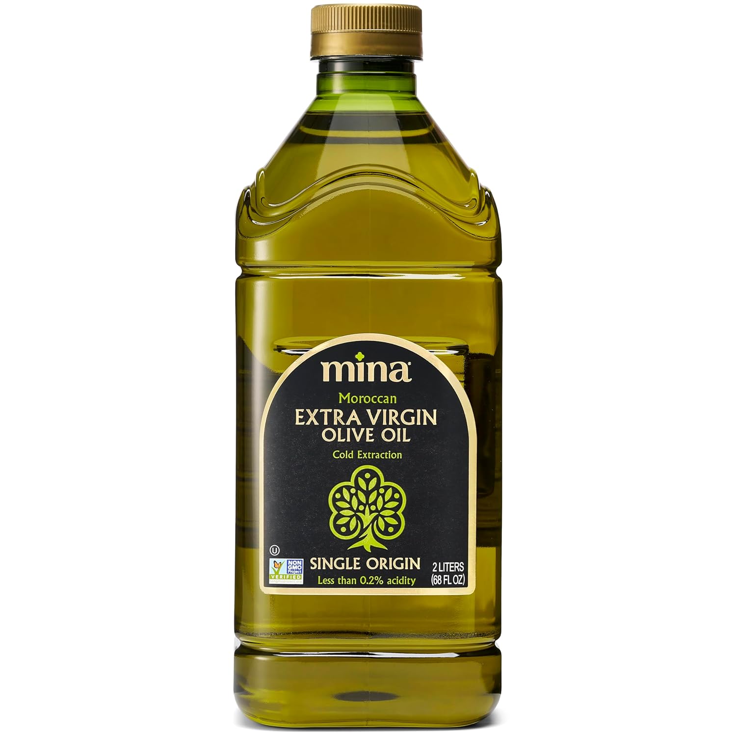 Mina Moroccan Olive Oil Extra Virgin 68 Fl Oz, New Harvest, Polyphenol Rich Olive Oil, Single Origin Extra Virgin Olive Oil, Cold Extraction, Less than 0.2% Acidity, 2 L